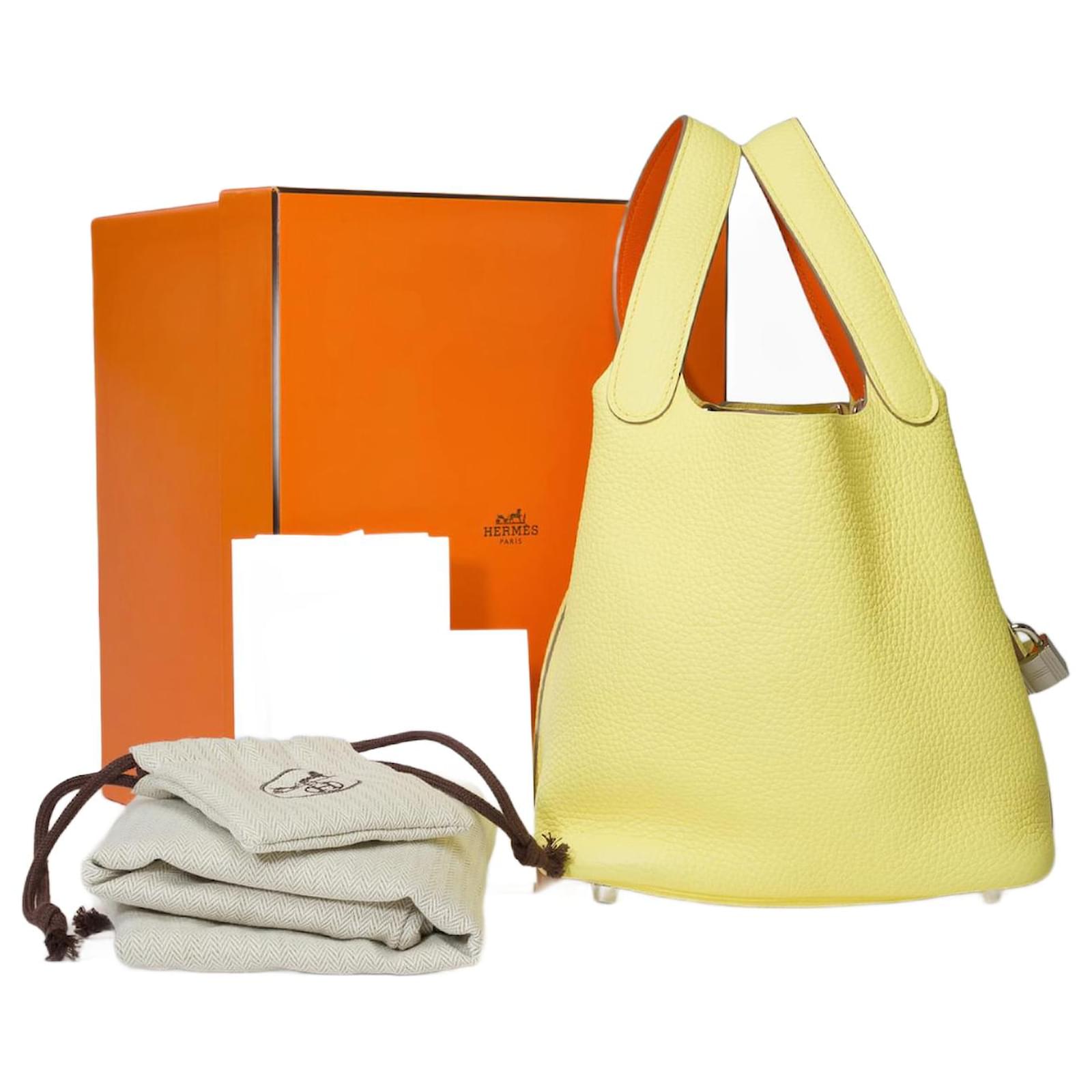Hermes Orange Clemence Leather Picotin MM Bag - Yoogi's Closet