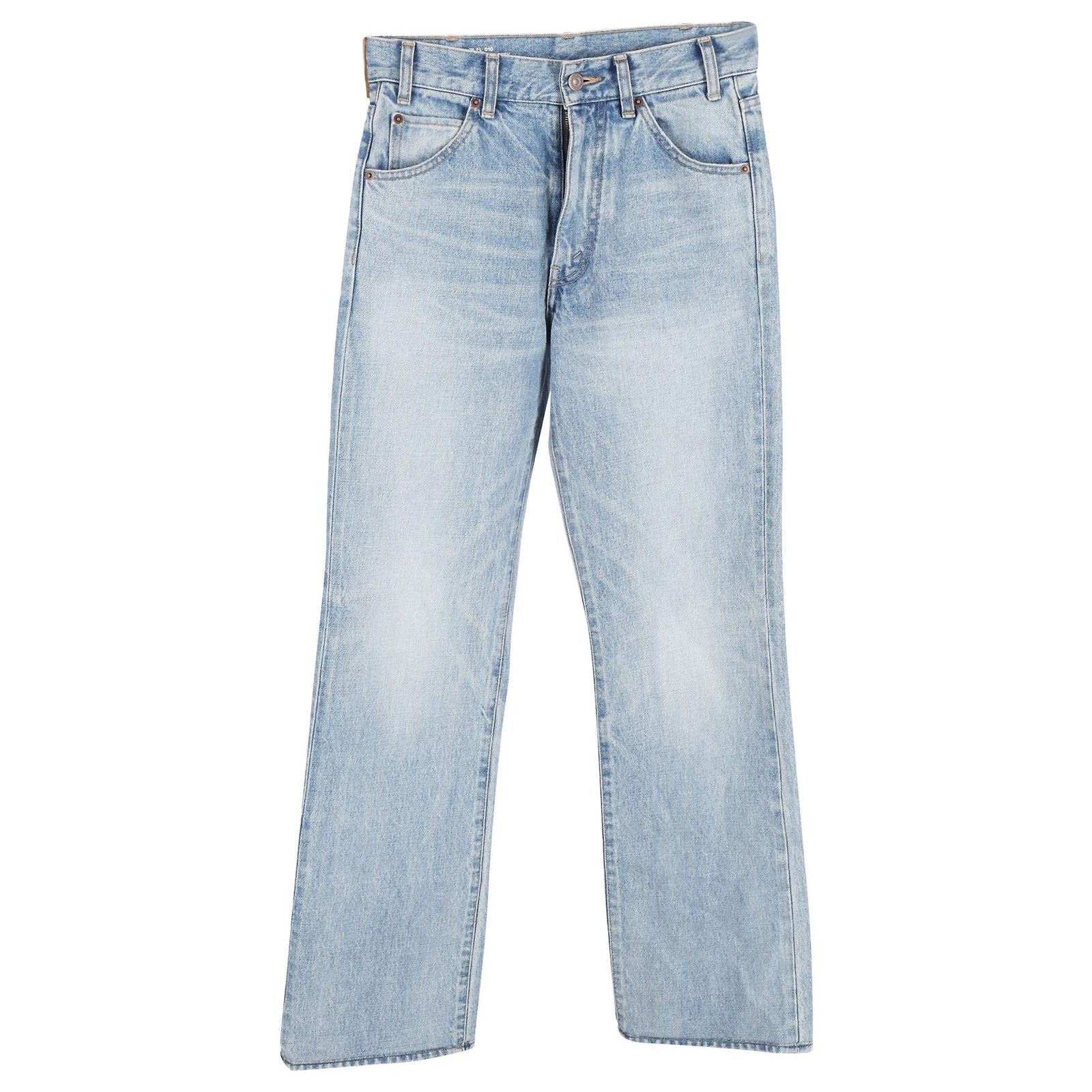 Céline Celine Straight Leg Jeans in Light Blue Cotton Denim ref 