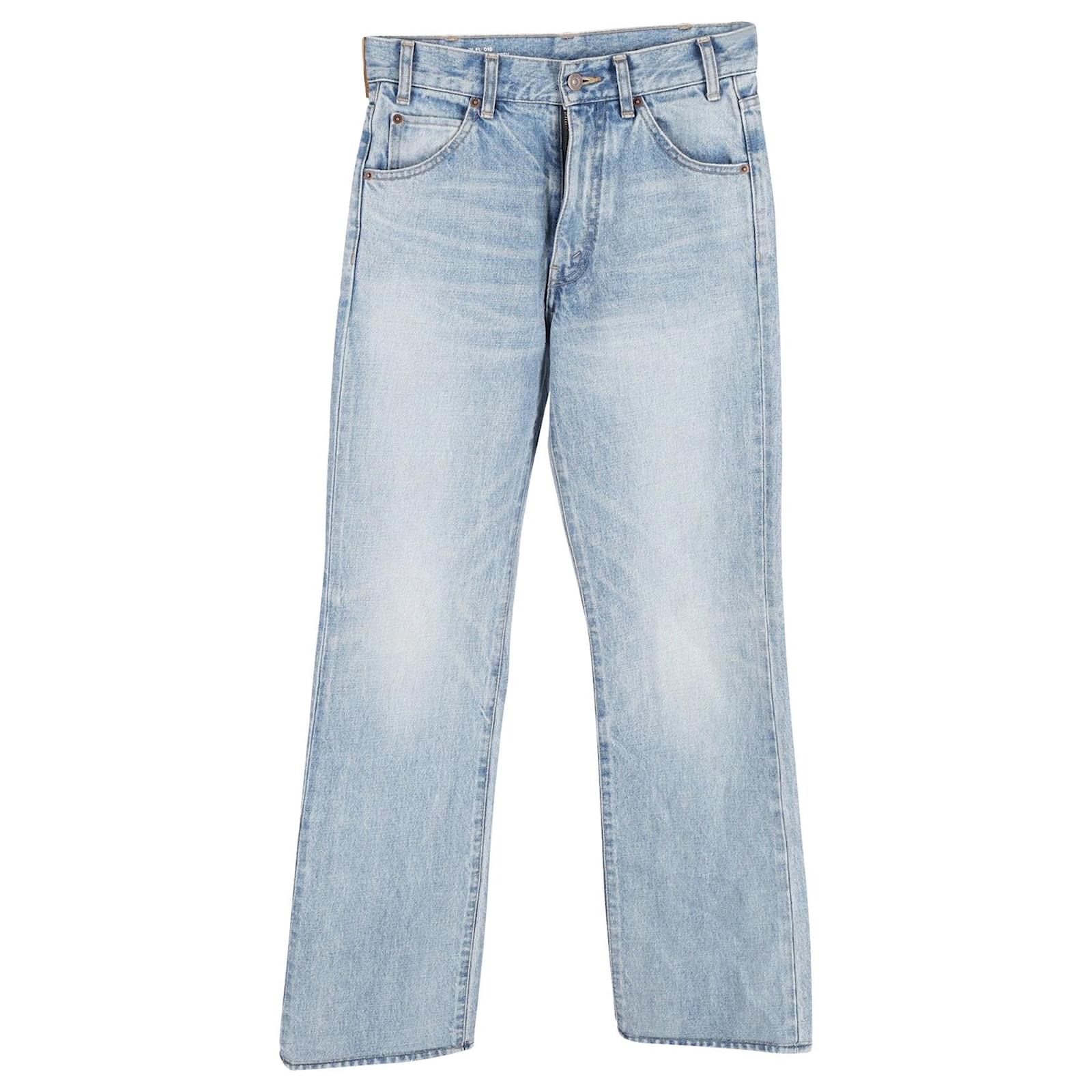 VIP【送料関税込】CELINE light blue cotton washed denim Céline Celine Straight Leg Jeans in Light Blue Cotton Denim
