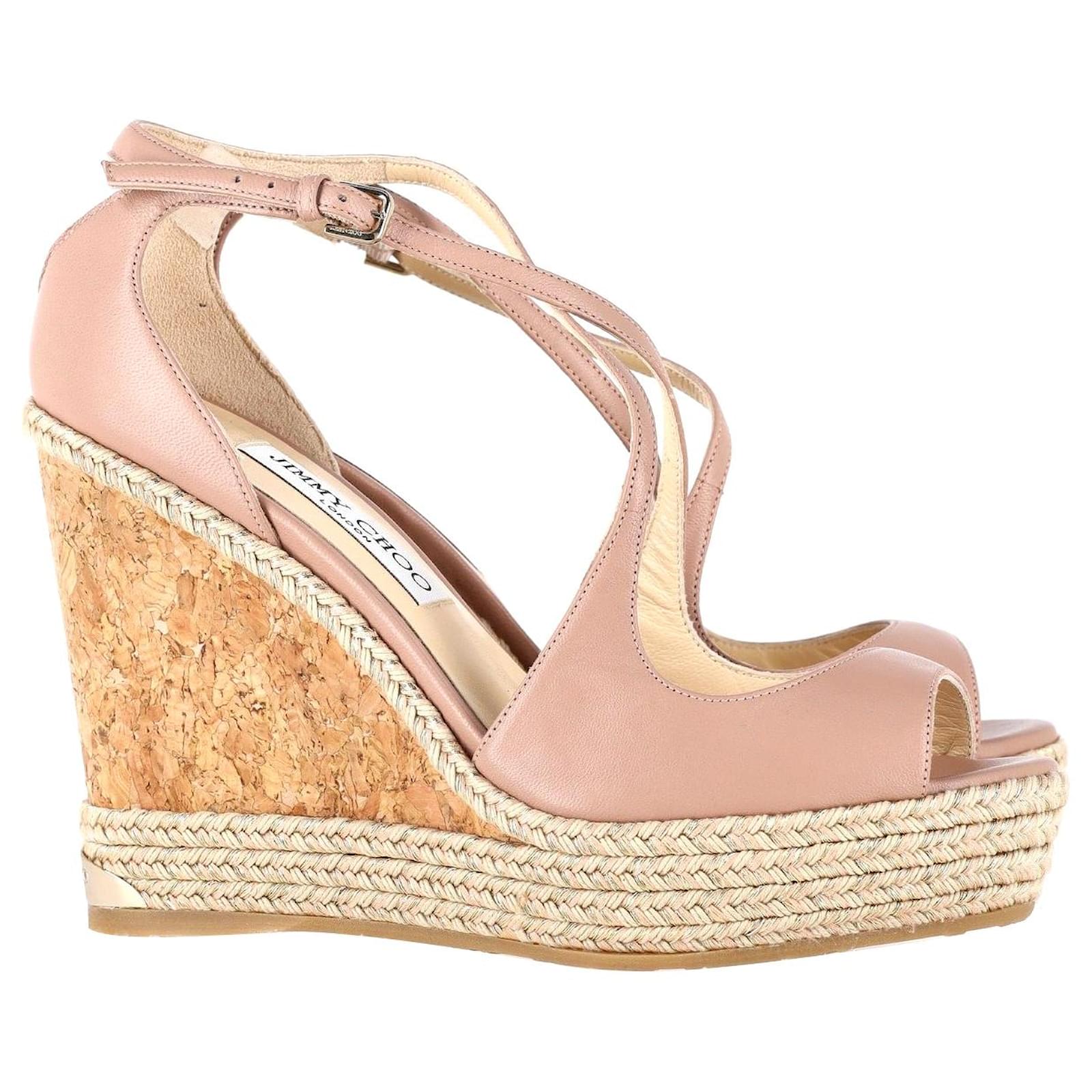 特別オファー Jimmy Choo Dakota 120 Wedge Sandals in Pink Leather ref 靴