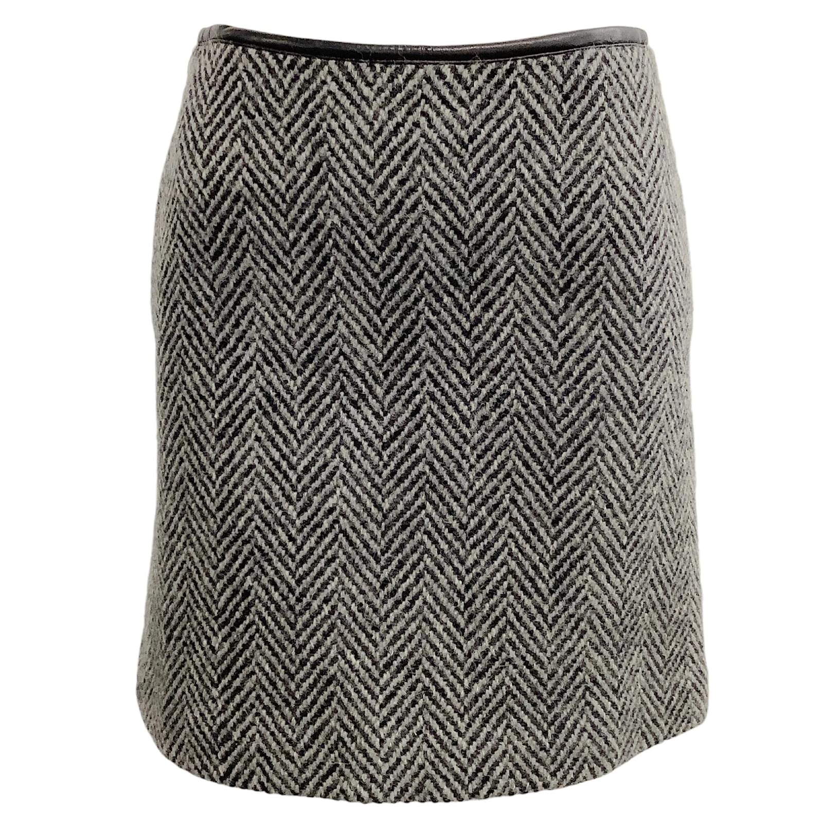 Herringbone Pattern Wool Mille Skirt