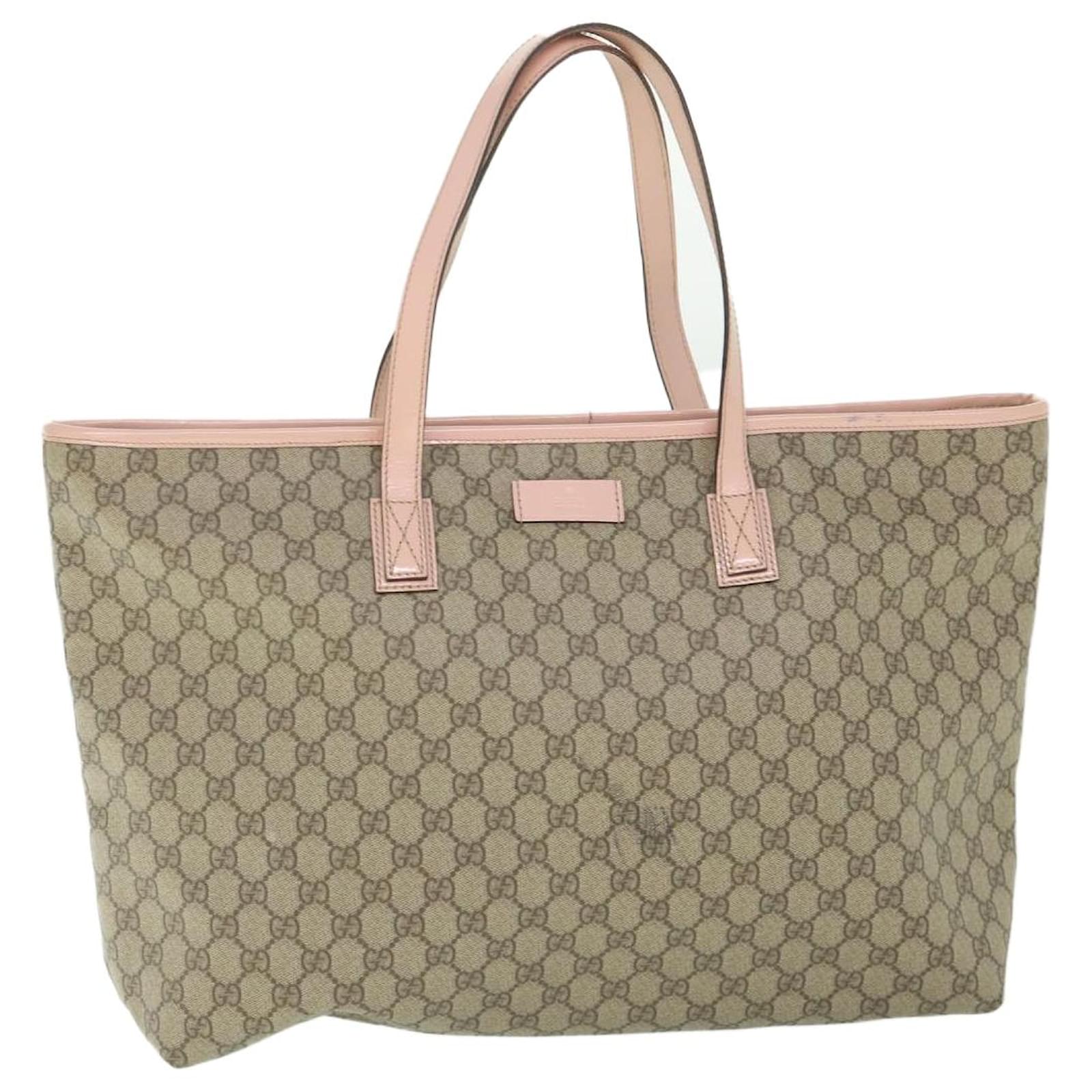 GUCCI GG Supreme Tote Bag PVC Leather Beige 211120 Auth yk8792 ref