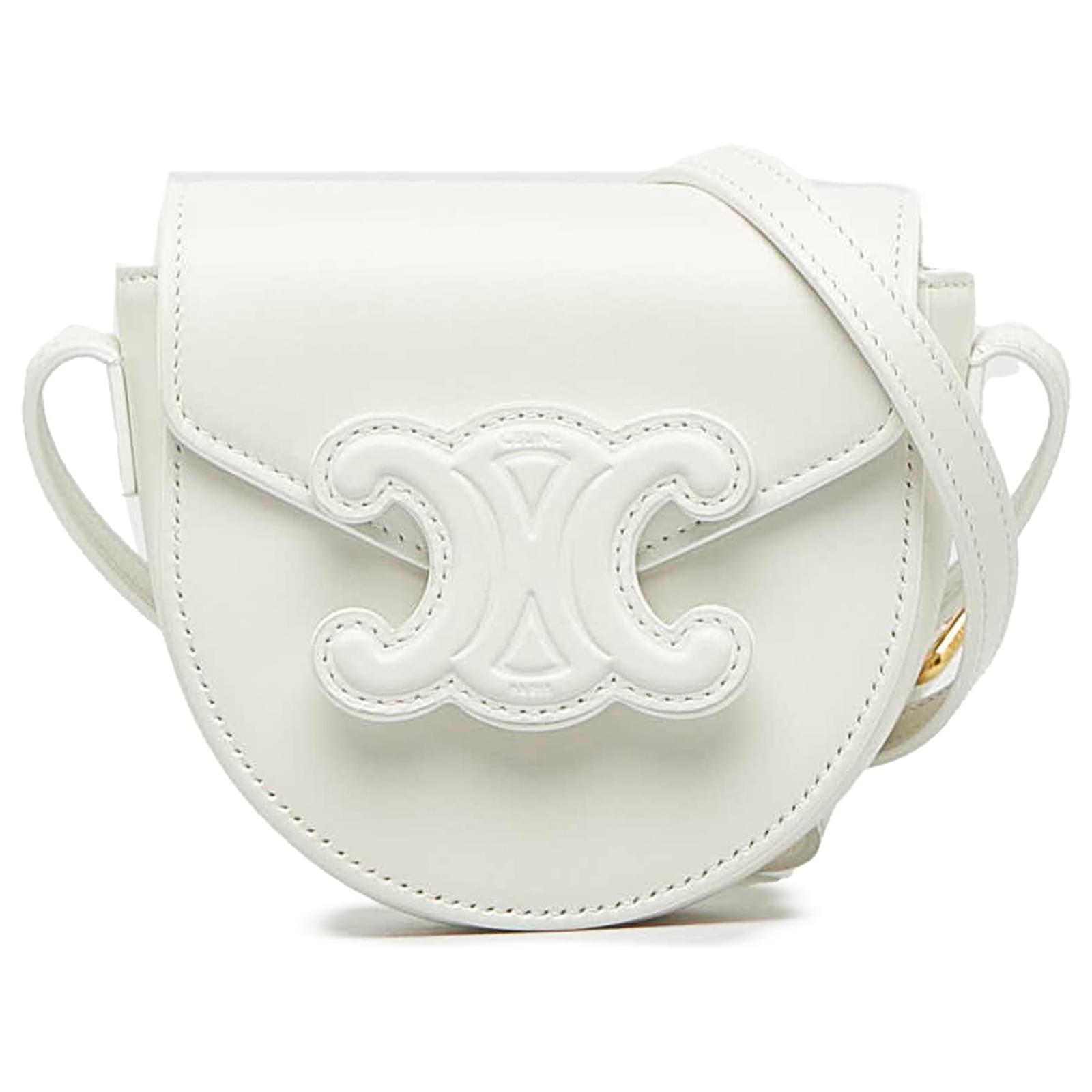 Céline Sac Celine Mini Besace Cuir Triomphe Blanc Veau façon poulain ref.1100632 Joli Closet