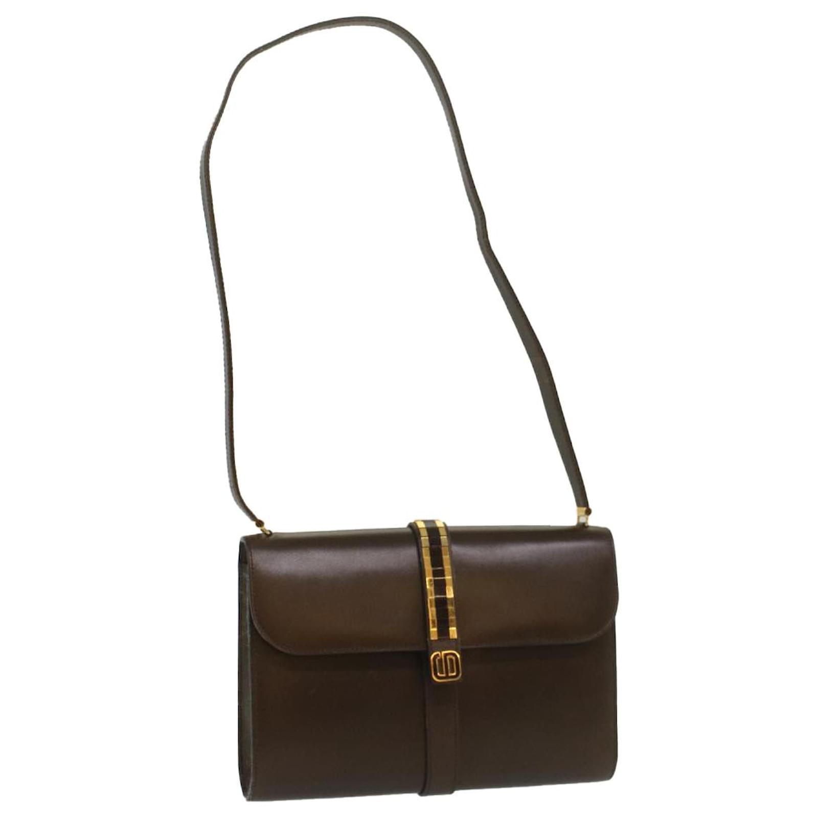 Christian Dior Shoulder Bag Leather Brown Auth bs9000 ref.1101281