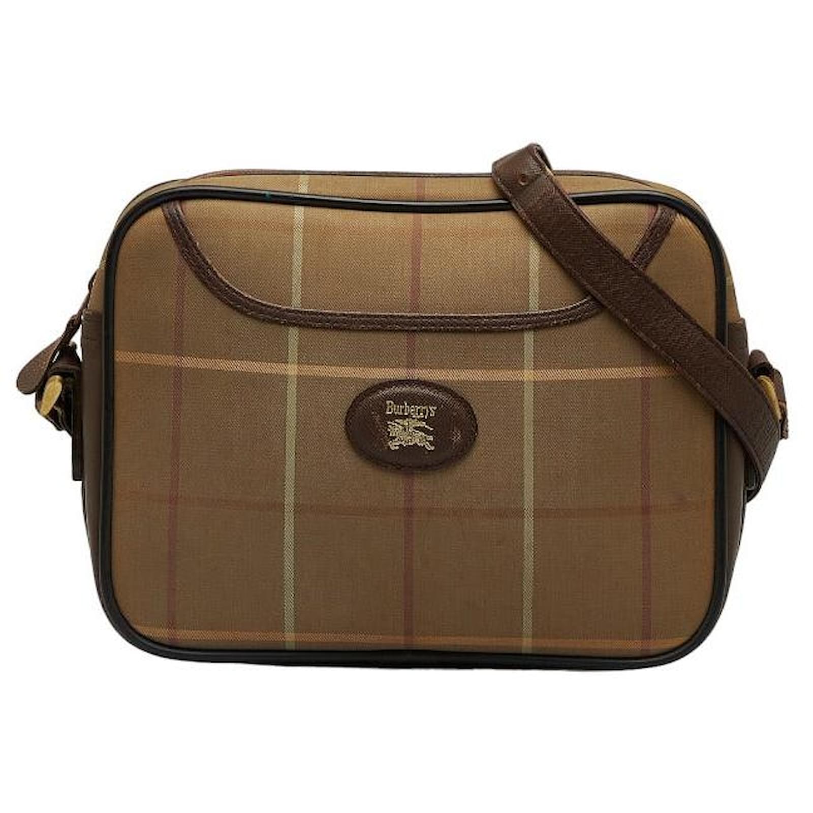 Burberry Shoulder Bag Vintage Horse Logo Nova Check Leather