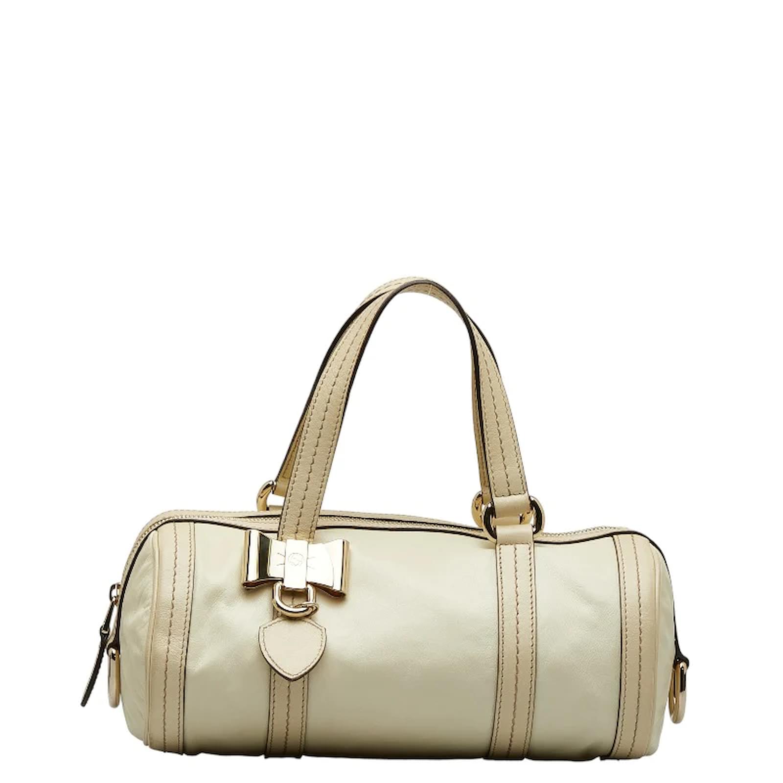 Gucci Leather Duchessa Boston Bag 181485 White Pony-style calfskin