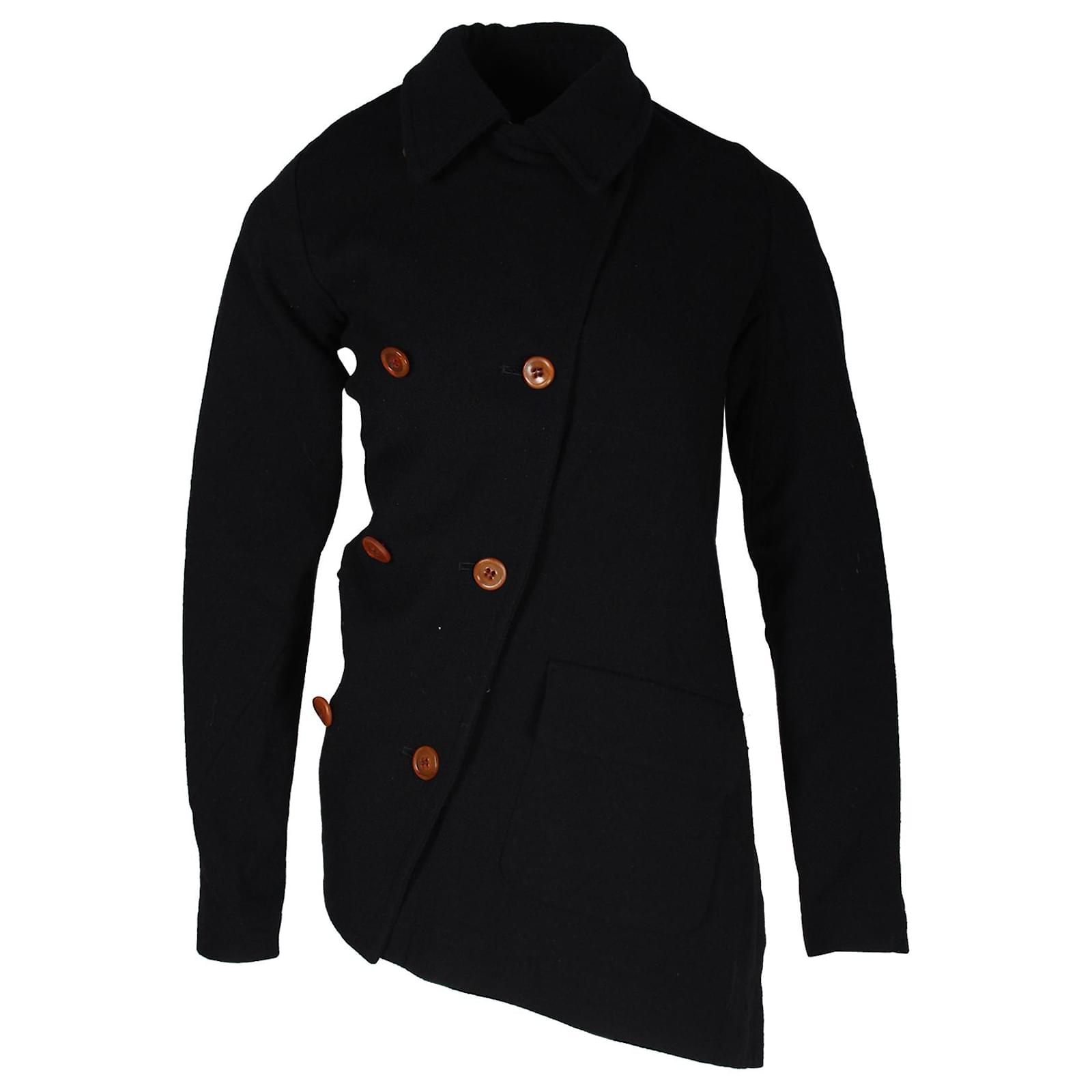 Comme Des Garcons Comme Des Garçons A/W 2002 Manteau Asymétrique en Laine  Noir ref.1102915 - Joli Closet