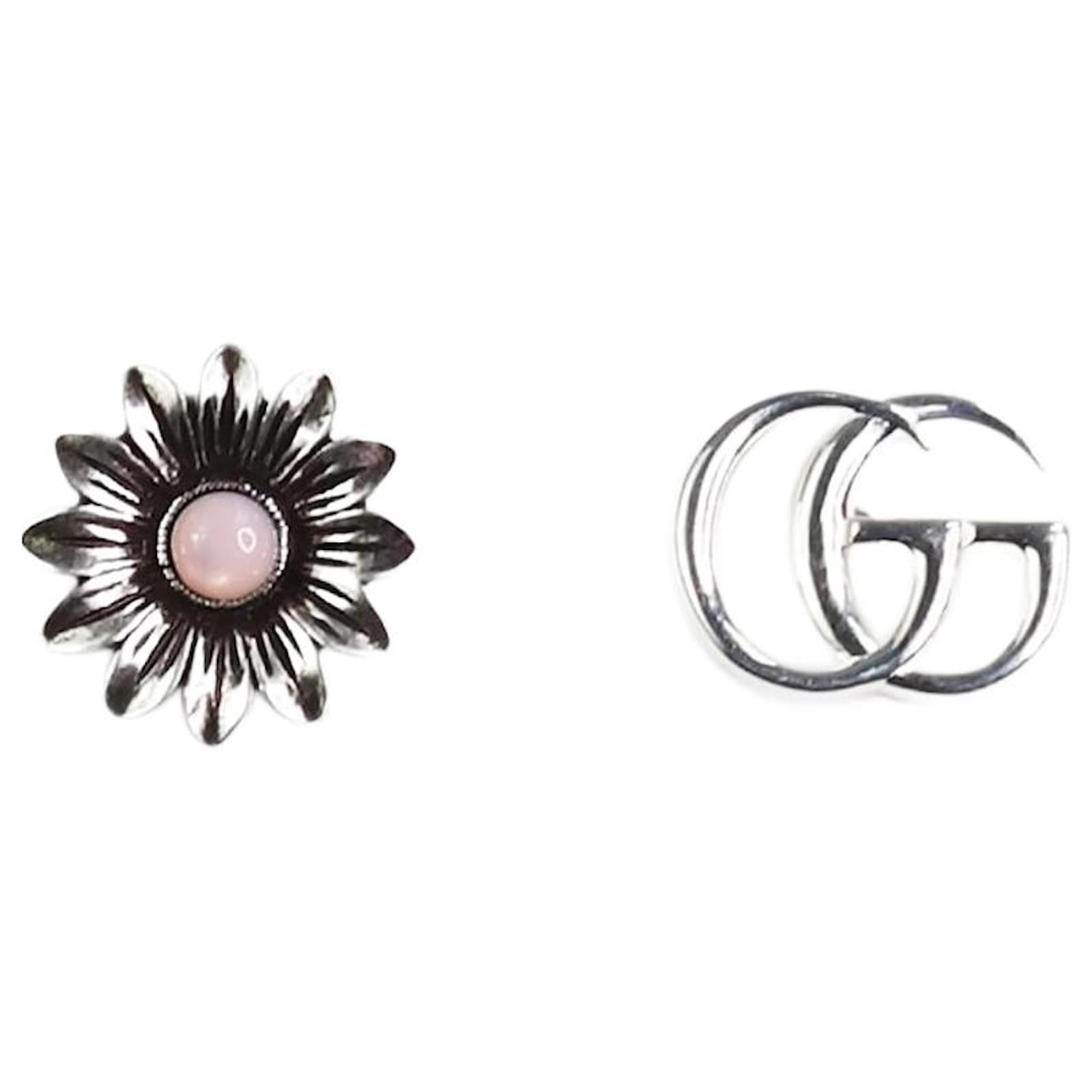 Silver Double G flower stud silver Sterling earrings