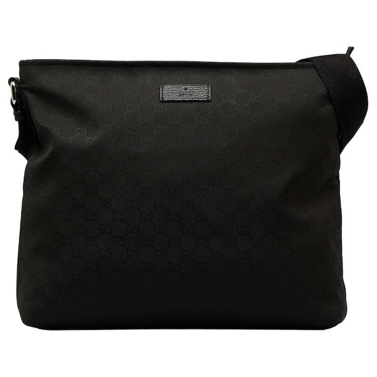 Gucci black canvas messenger bag hotsell