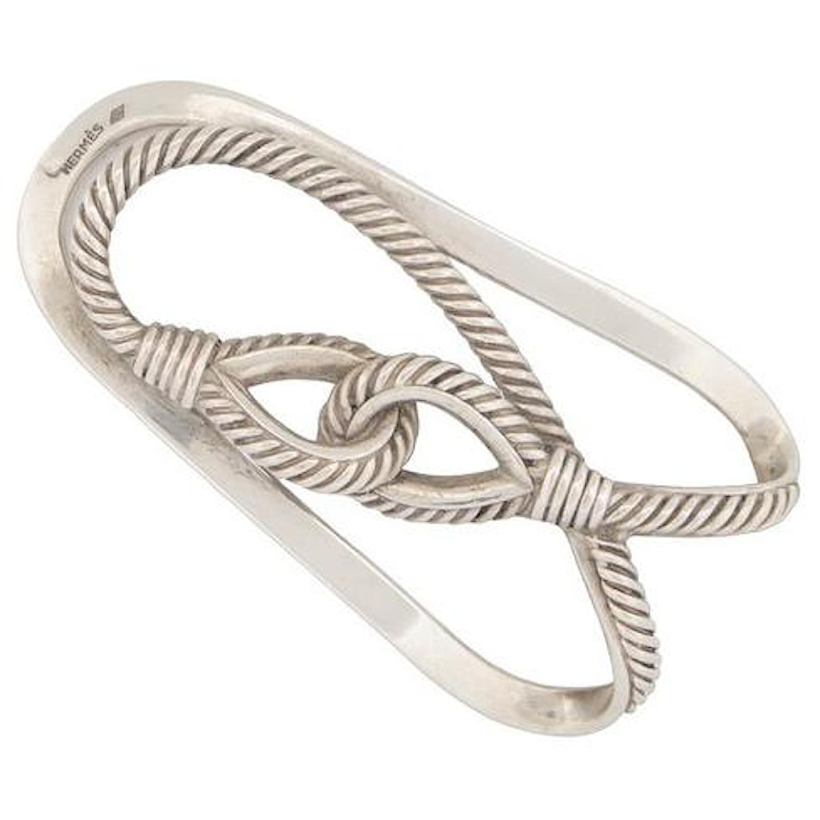 Hermès VINTAGE HERMES MONEY CLIP STERLING SILVER MARINE CORD 925