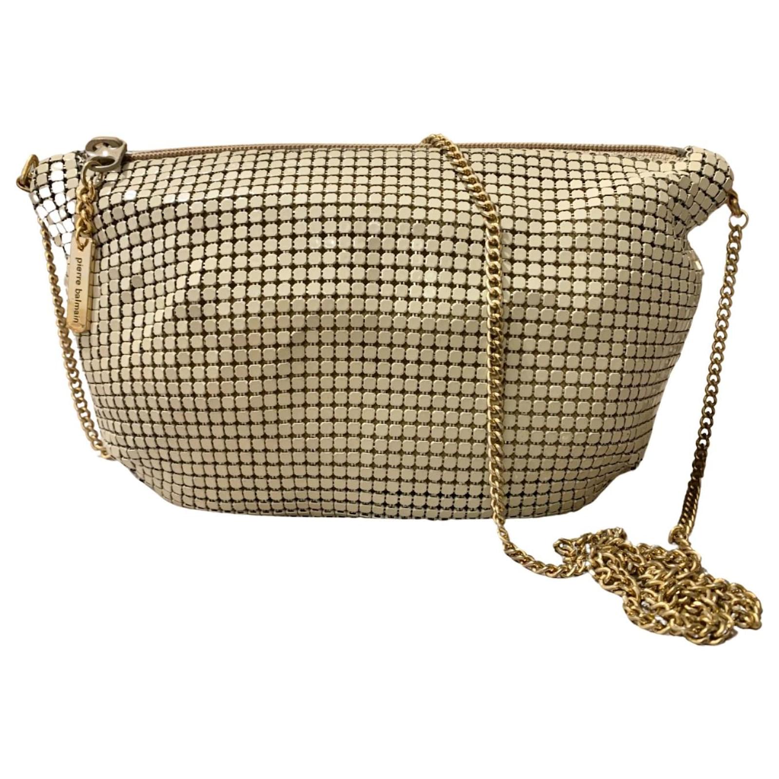 Borsa da sera PIERRE BALMAIN in metallo dorato Beige Gold hardware