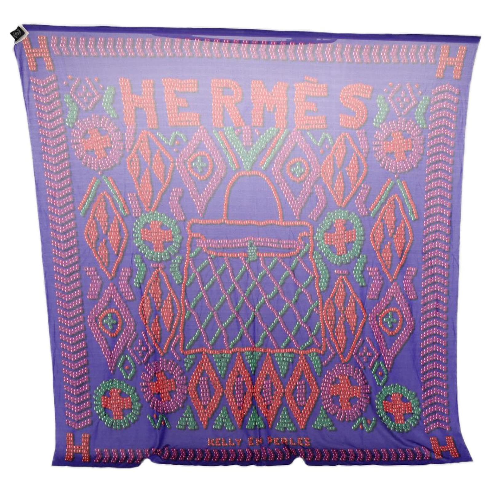 Hermès HERMES CARRE 90 KELLY EN PERLES Scarf Silk Purple Auth