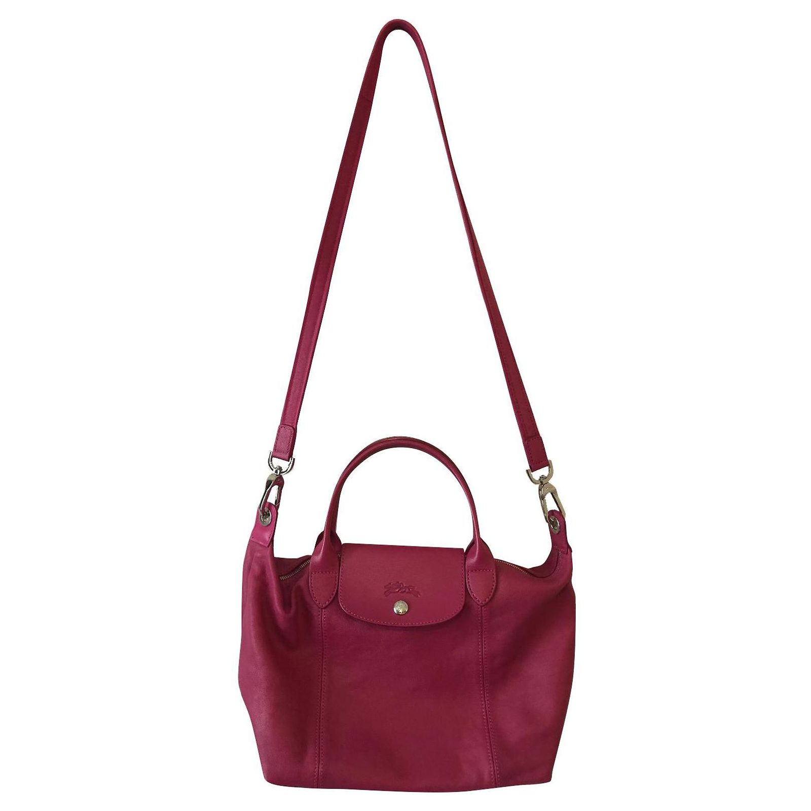 Sac Bandoulière En Cuir Rose Fuchsia - Fabriqué En Italie - Occasion