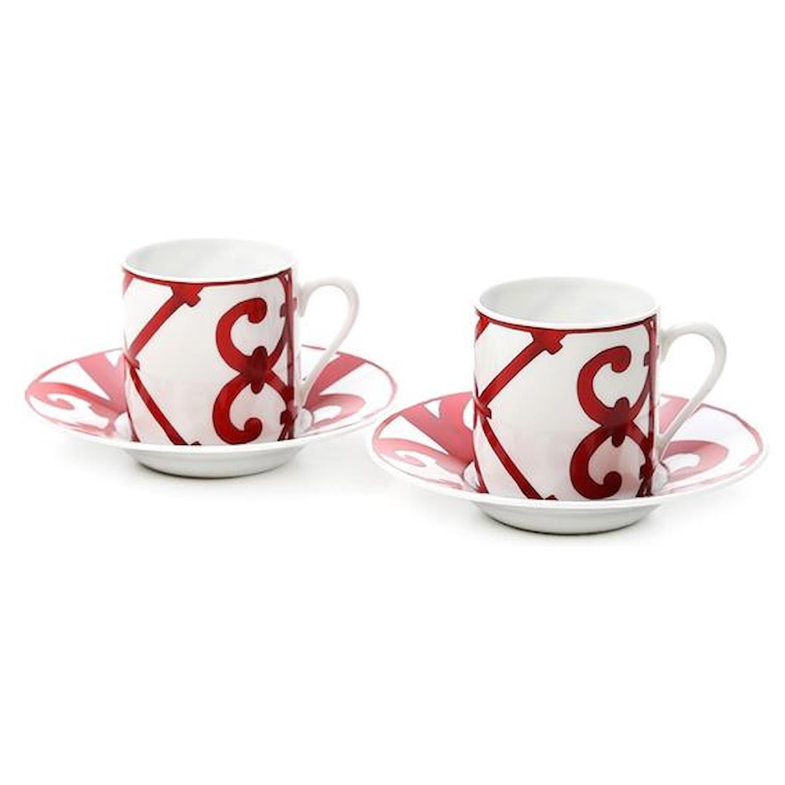 Hermès Set da caffè Hermes Ballon du Guadalquivir Rosso Ceramica  ref.1112378 - Joli Closet