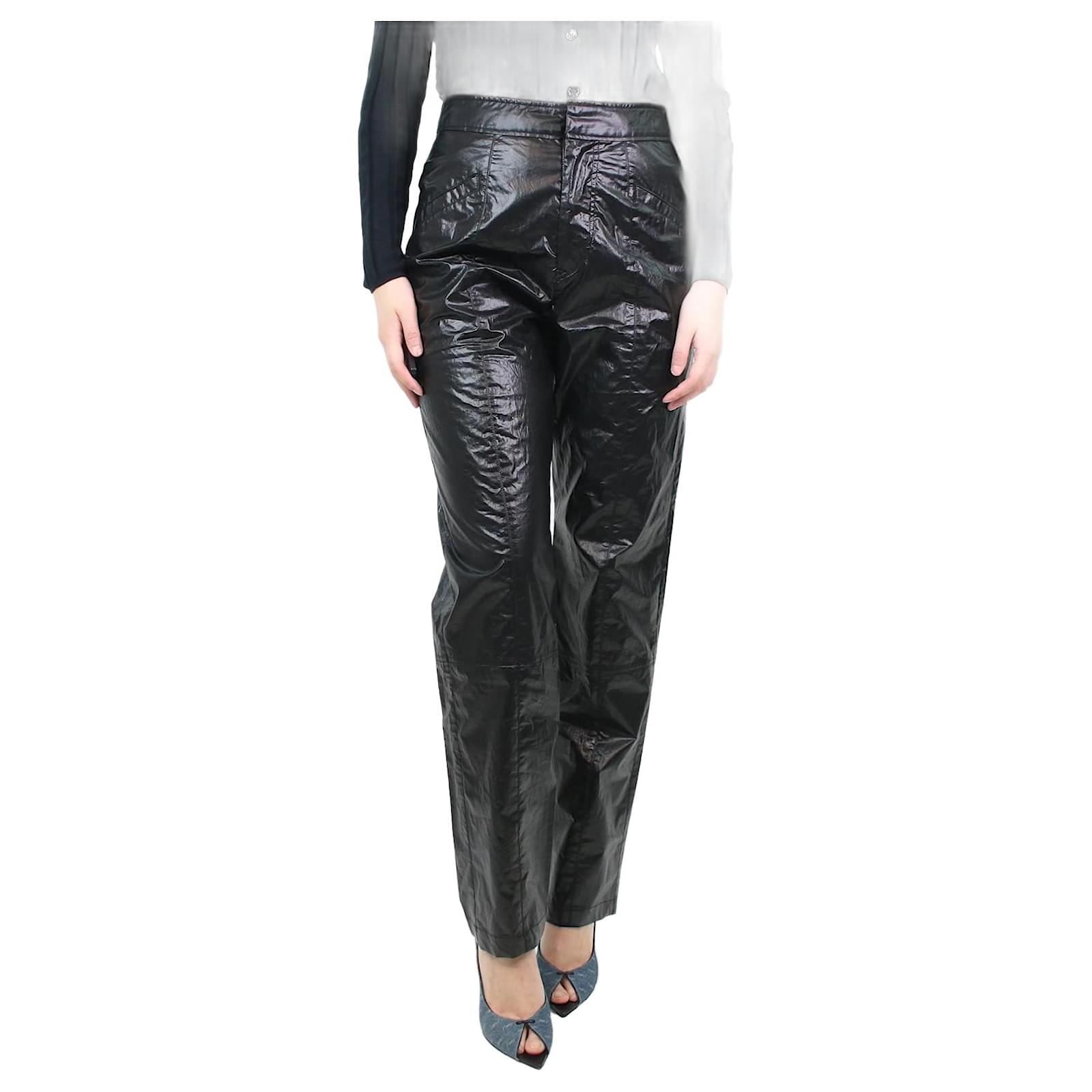 isabel marant black coated cotton trousers size uk 8 pants leggings