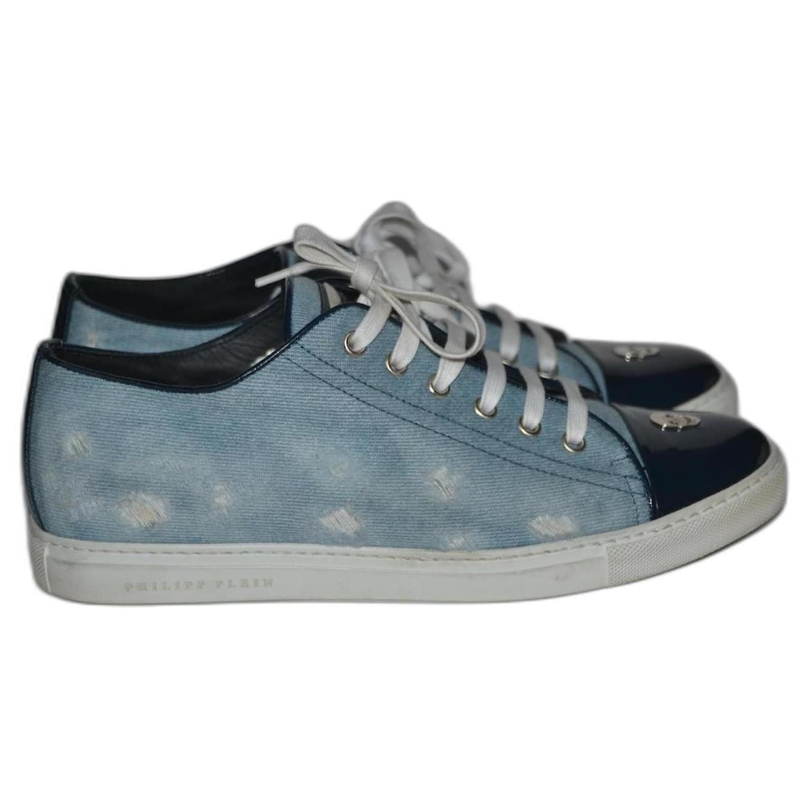 Leather Sneakers Goldjunge Sneaker Philipp Plein SNEAKER Blue Turquoise  Patent Leather Denim Ref