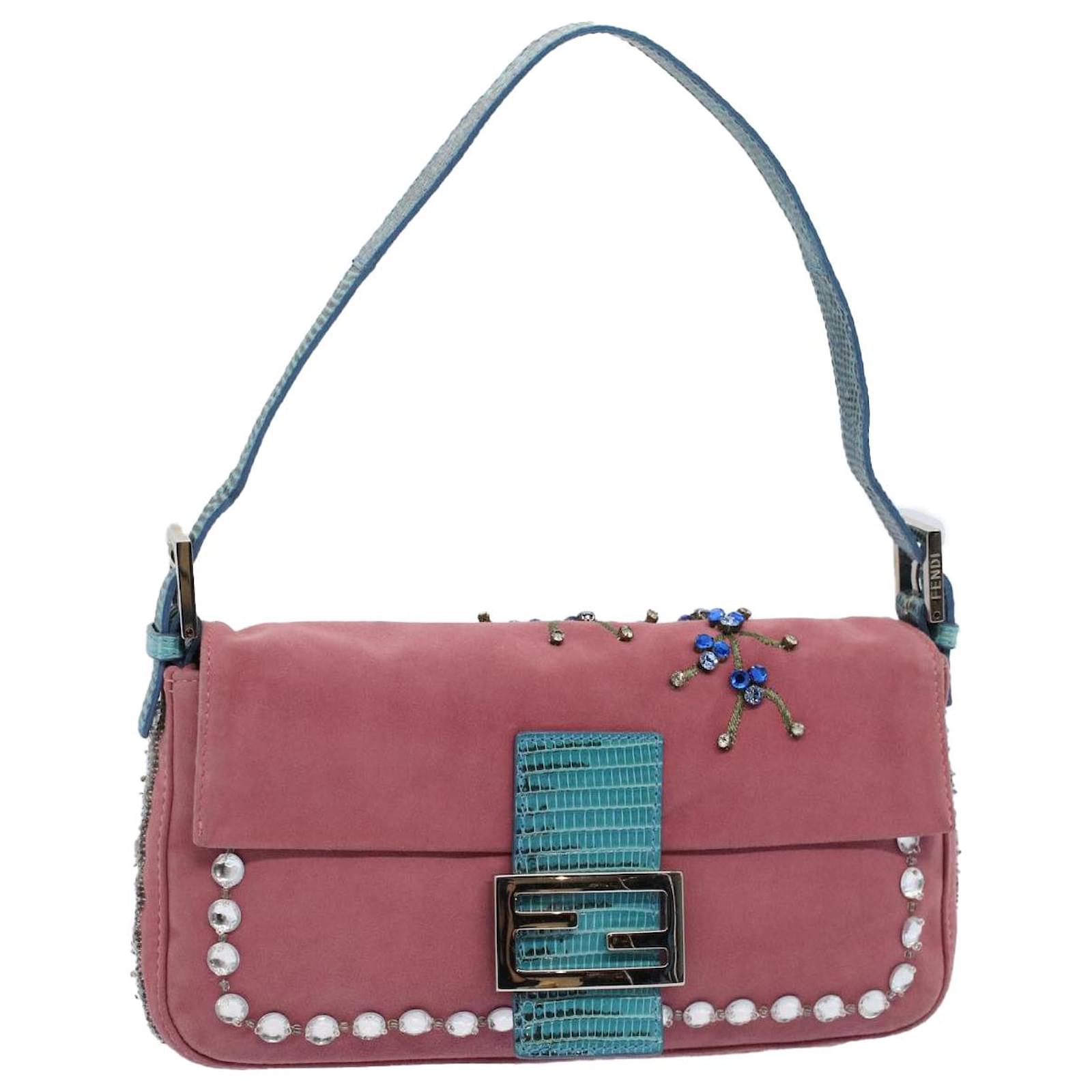 FENDI Mamma Baguette Shoulder Bag Suede Pink 2454 26424 099