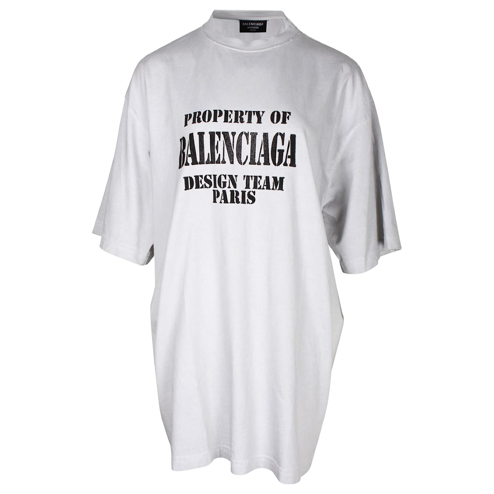 Balenciaga Property Large Fit Vintage T Shirt in White Cotton ref.1114039 Joli Closet