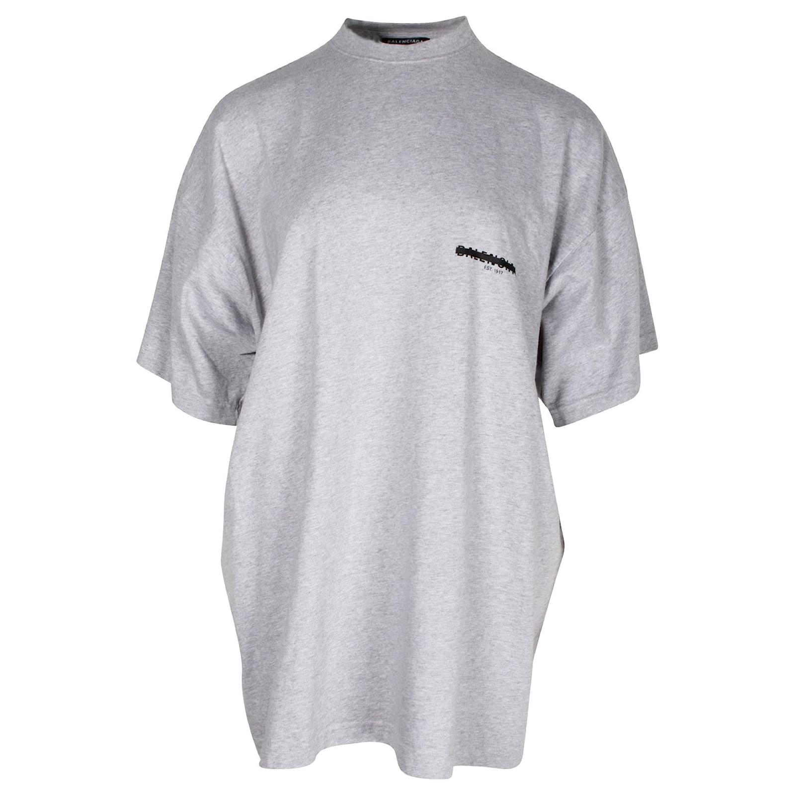 Camiseta Balenciaga con logo tachado en algodón gris