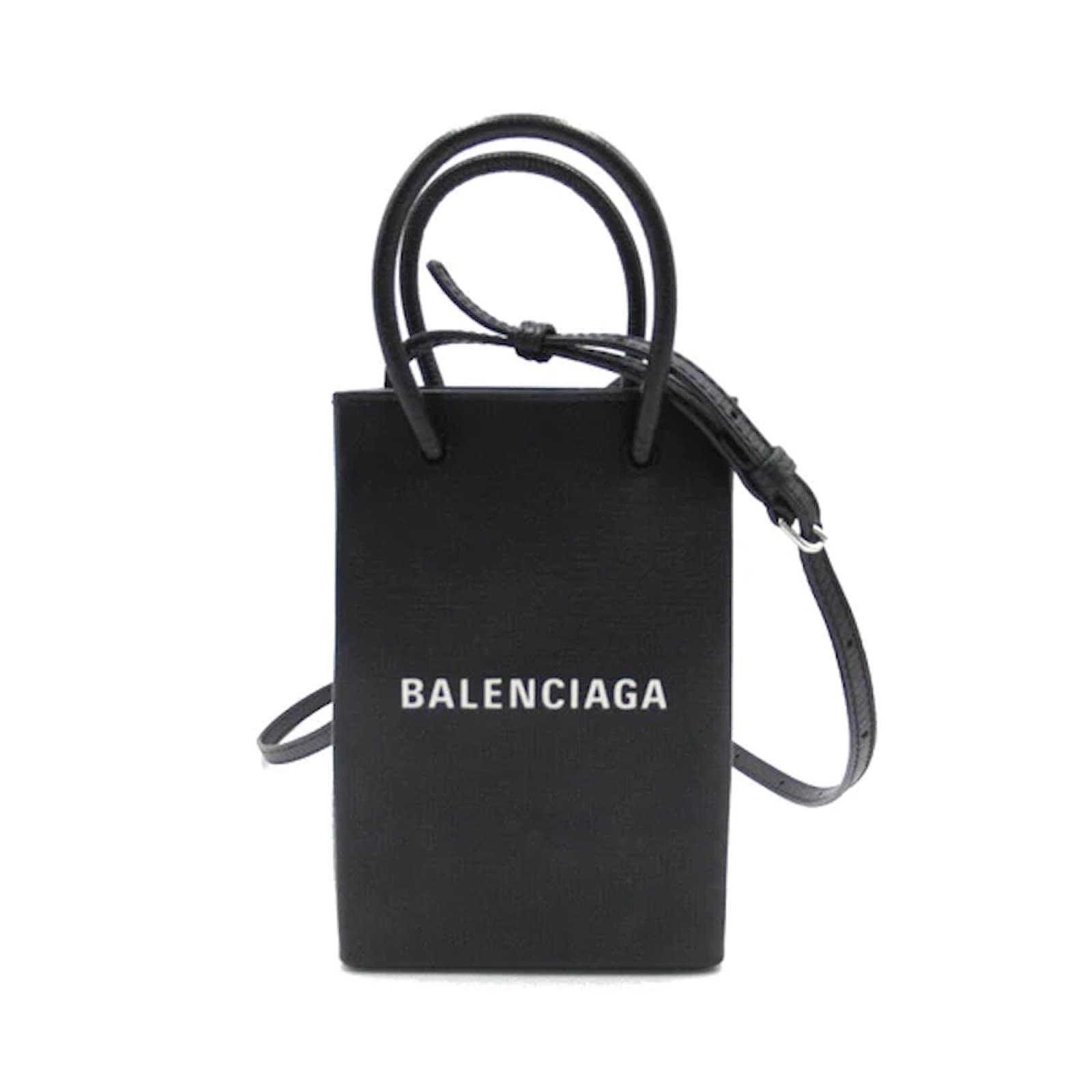 BALENCIAGA バッグ 593826 0AI2N SHOPPING PHONE HOLDER Balenciaga Leather Phone Holder Crossbody Bag 593826 Black