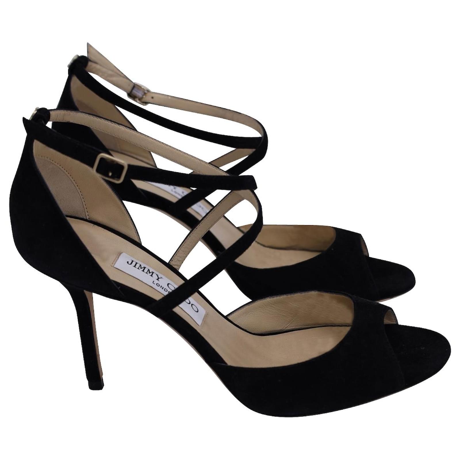 Jimmy Choo Emsy 85 Sandals in Black Suede ref.1115982 Joli Closet