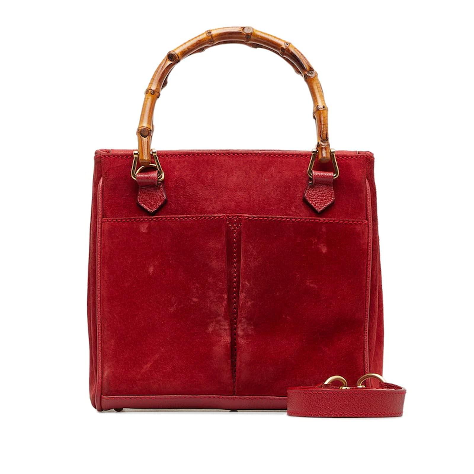 Gucci red bamboo discount bag