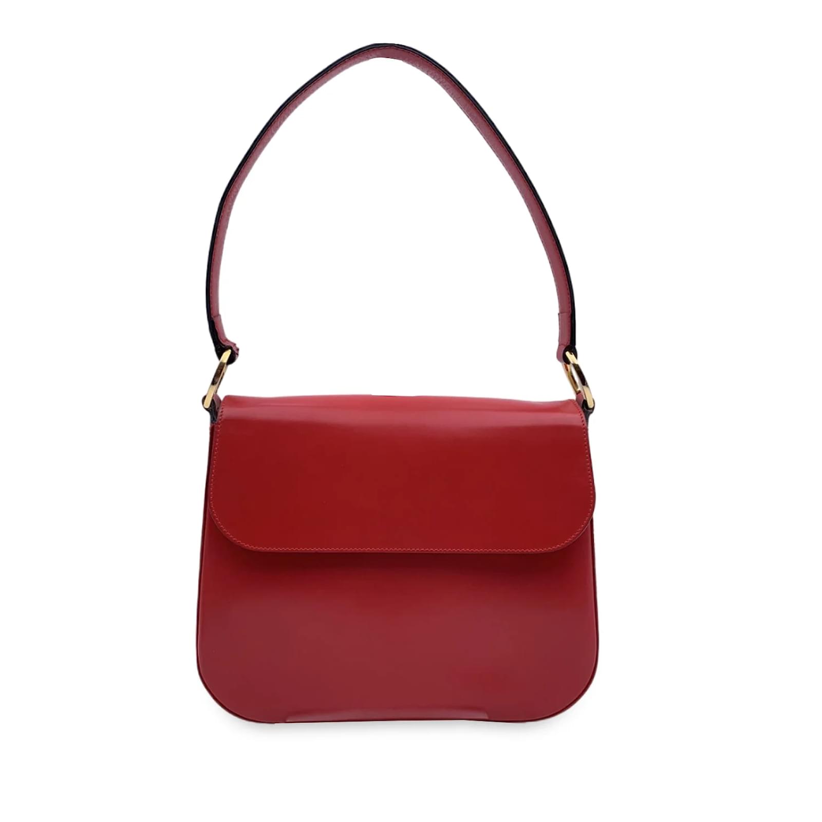 Christian Dior Vintage Red Leather Flap Box Shoulder Bag ref 
