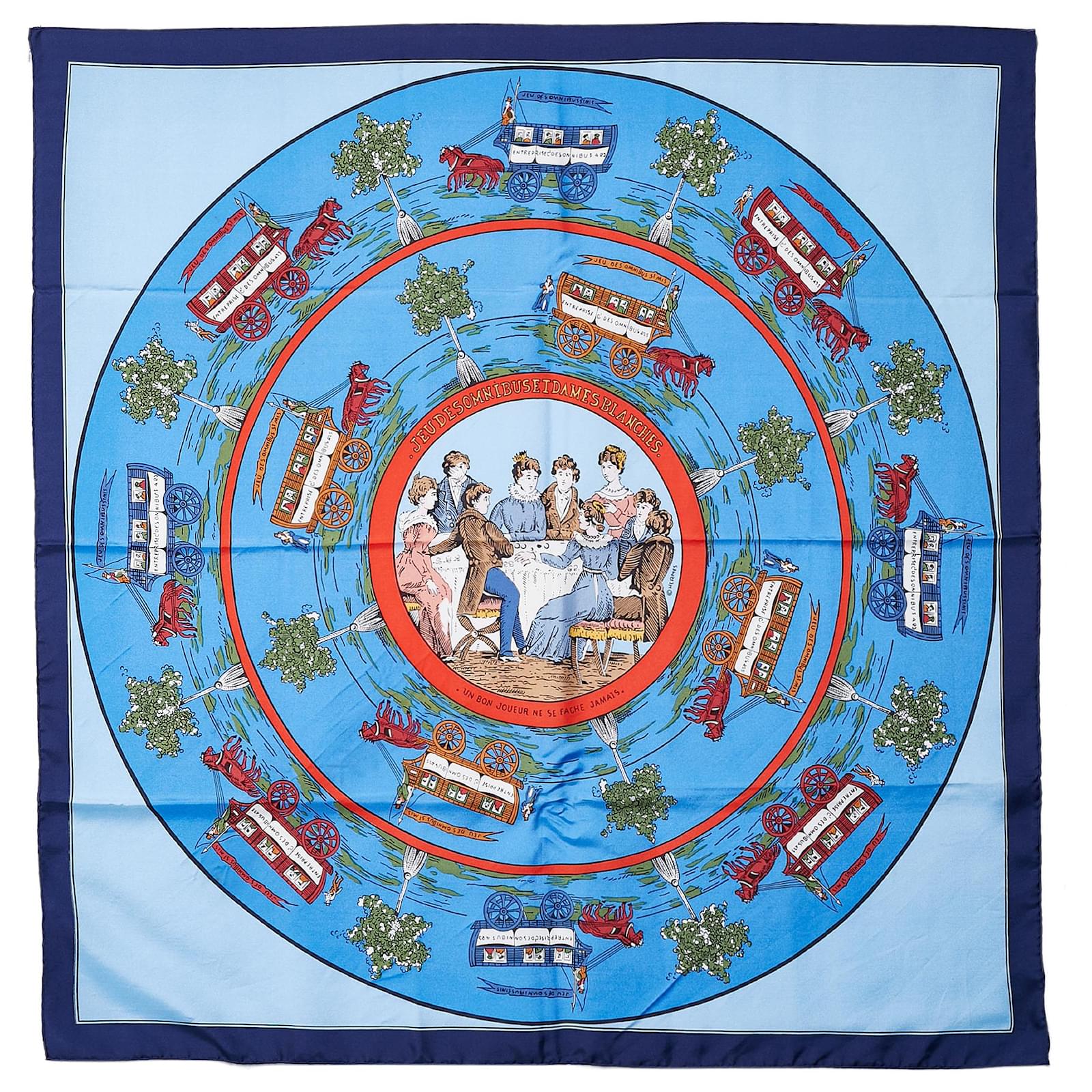 [Hermes] Hermes Carre 45 Silk Scarf JEU DES OMNIBUS REMIX Multicolor Orange [Used] [Authenticated/Genuine Product Guaranteed] 214089