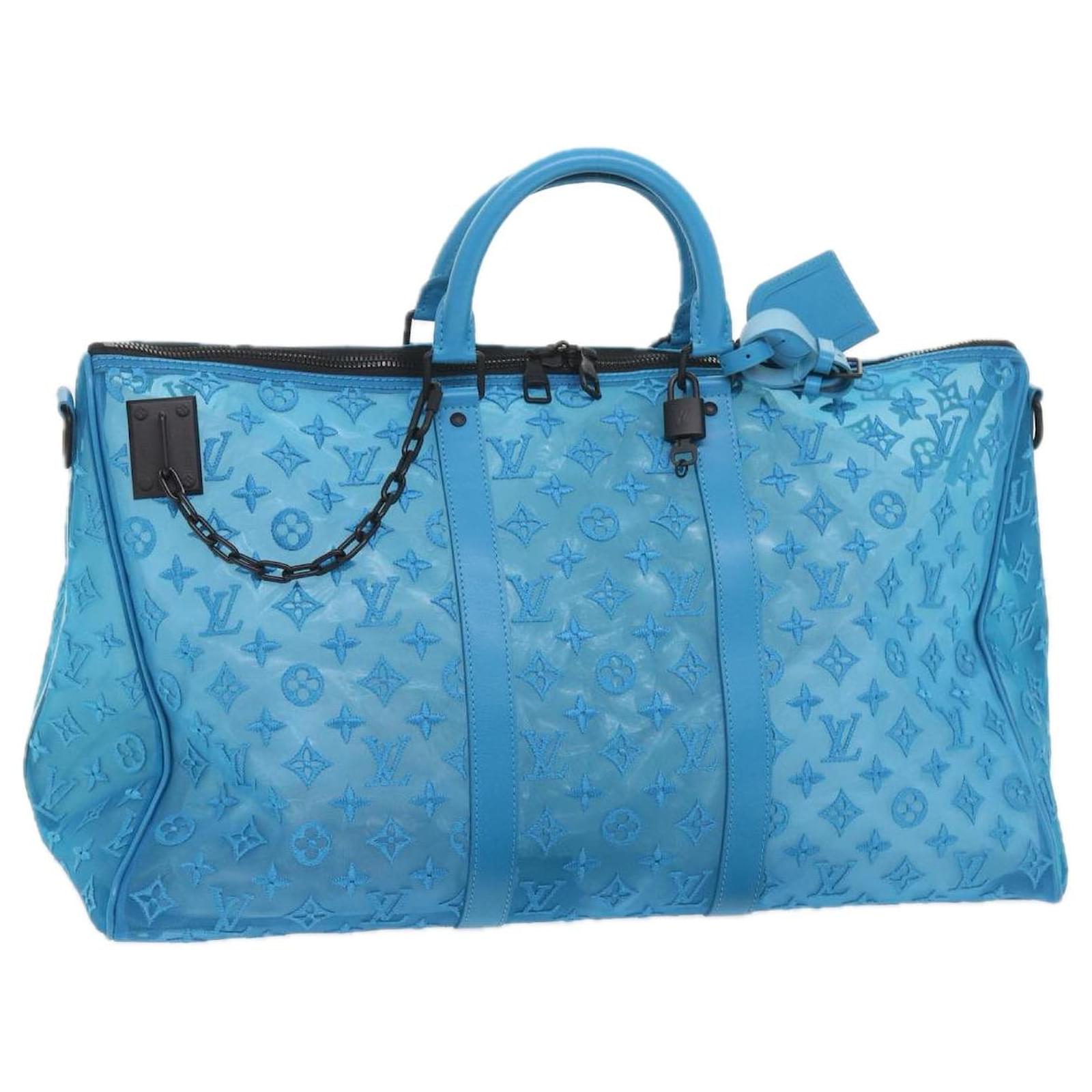 LOUIS VUITTON Monogram Mesh Keepall Triangle 50 Tasche Blau M45048 