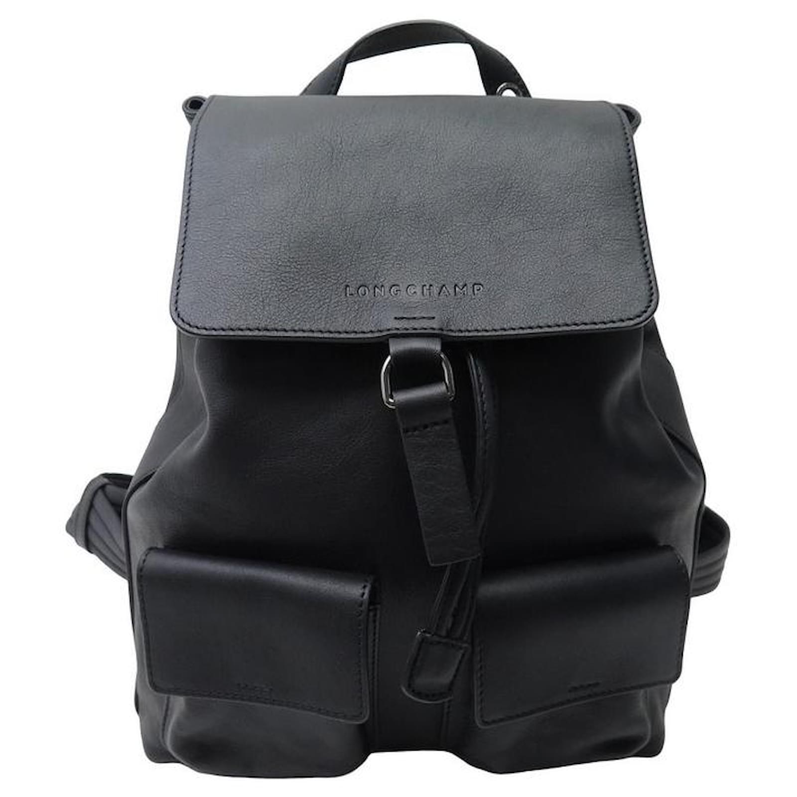 Longchamp NUEVA MOCHILA LARGA CHAMP 3D CUERO NEGRO 10200VHC001