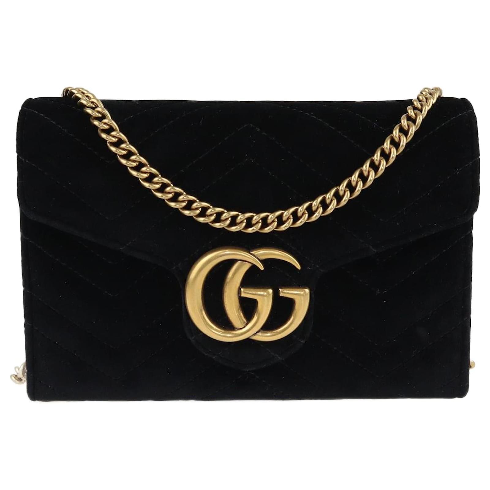 Gucci Mini borsa a tracolla GG Marmont Matelasse nera Nero Velluto ref.1121161 Joli Closet