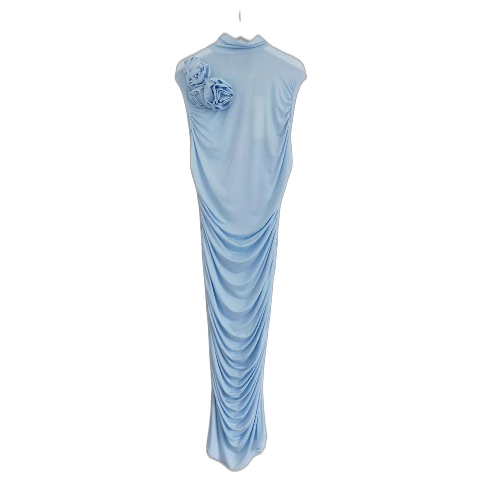 blue flowy midi dress BACKORDER Tiered Nursing Midi Dress With Ruffle Sleeves - Blue