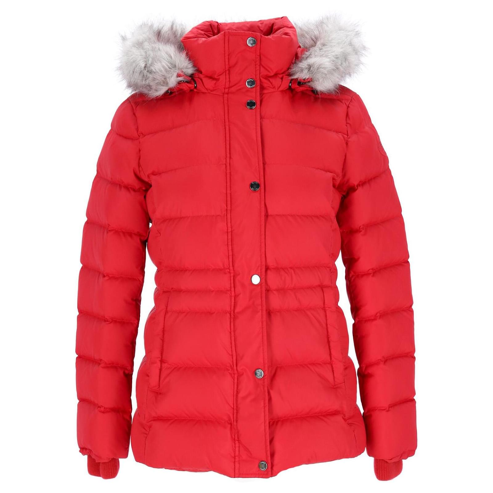 Kapuze Hilfiger Steppjacke Damen Rot Hilfiger Daunenjacke Damen