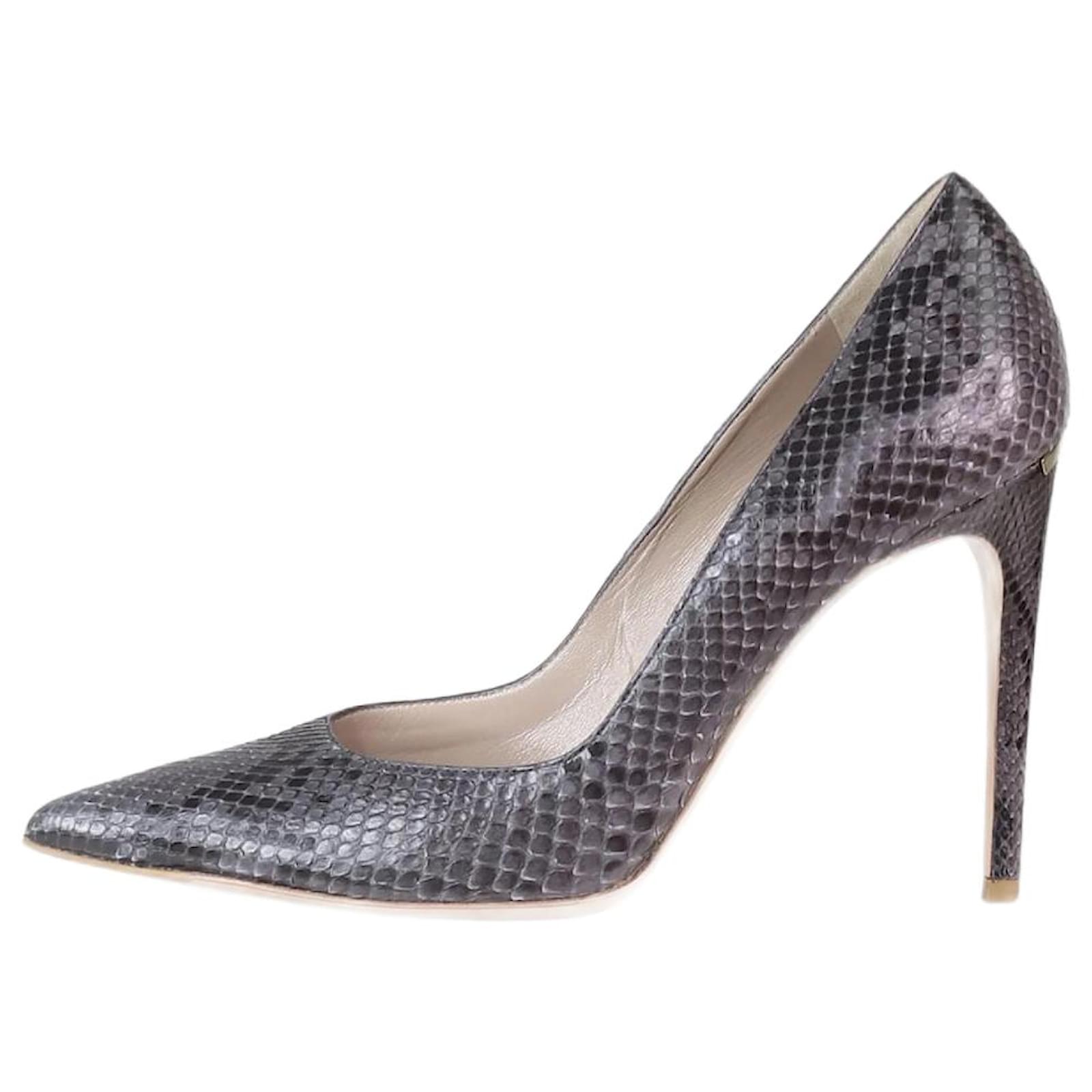 Joie Abbott Heels Womens 40 / 10 Gray Silver Leather Snakeskin Stiletto  Open Toe | eBay