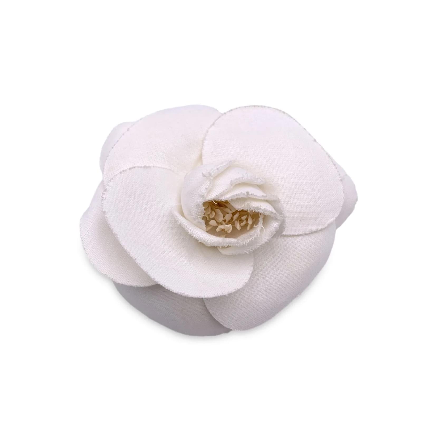 CHANEL White deals Camellia Flower Pin Brooch