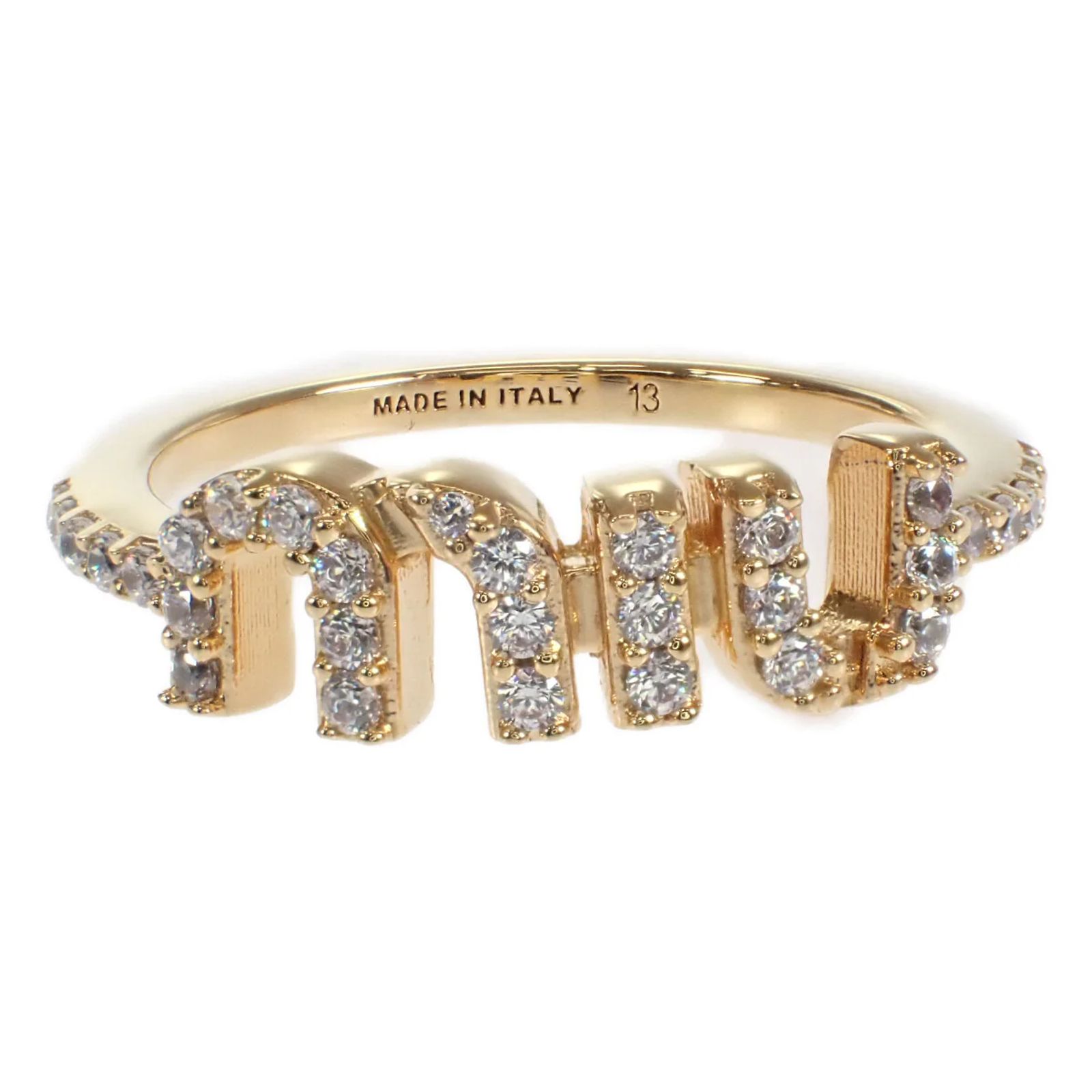 Miu Miu Miu Crystal Ring 5ja091 2DNC F0NXA Golden Metal ref 