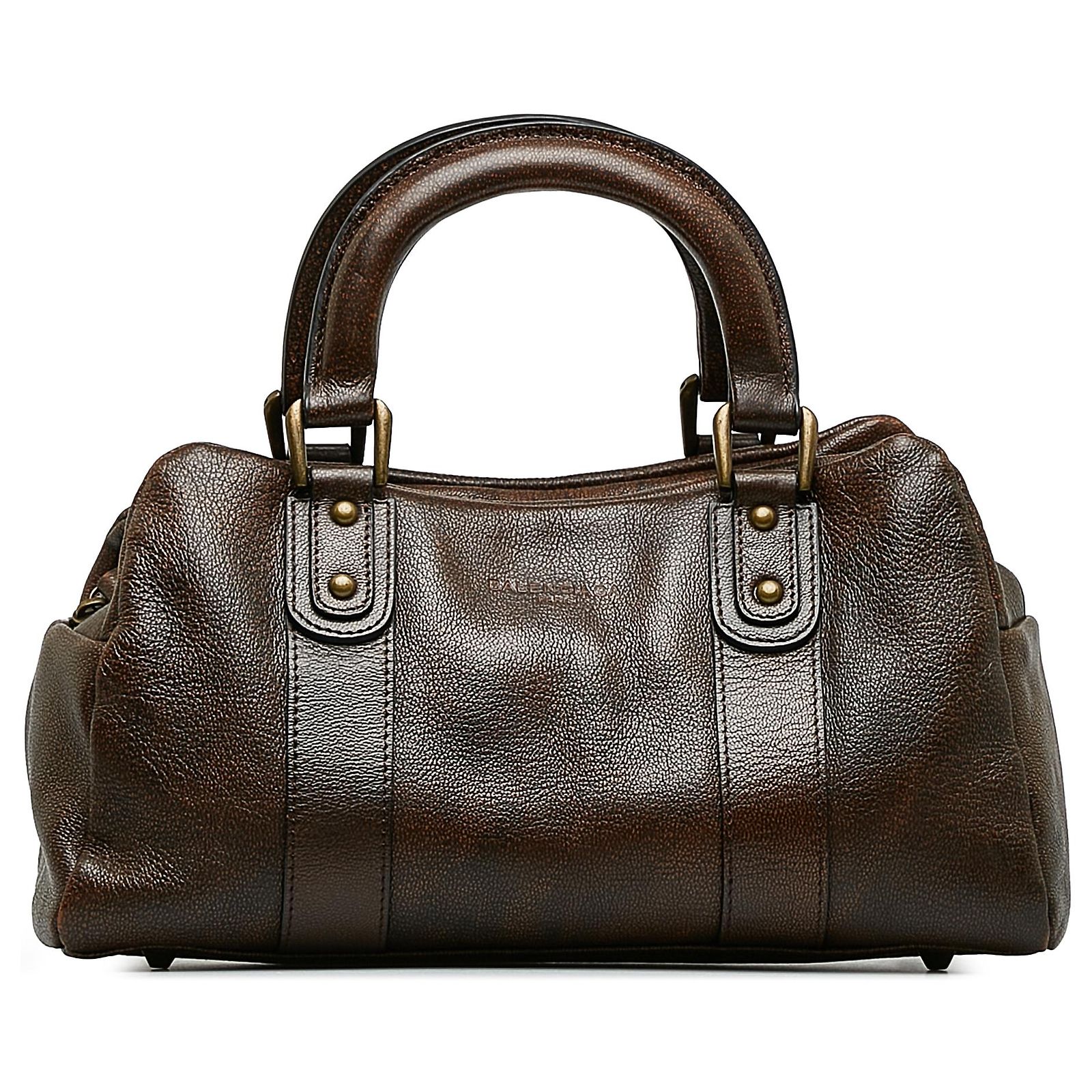 Balenciaga Brown Leather Boston Bag Dark brown Pony-style calfskin 