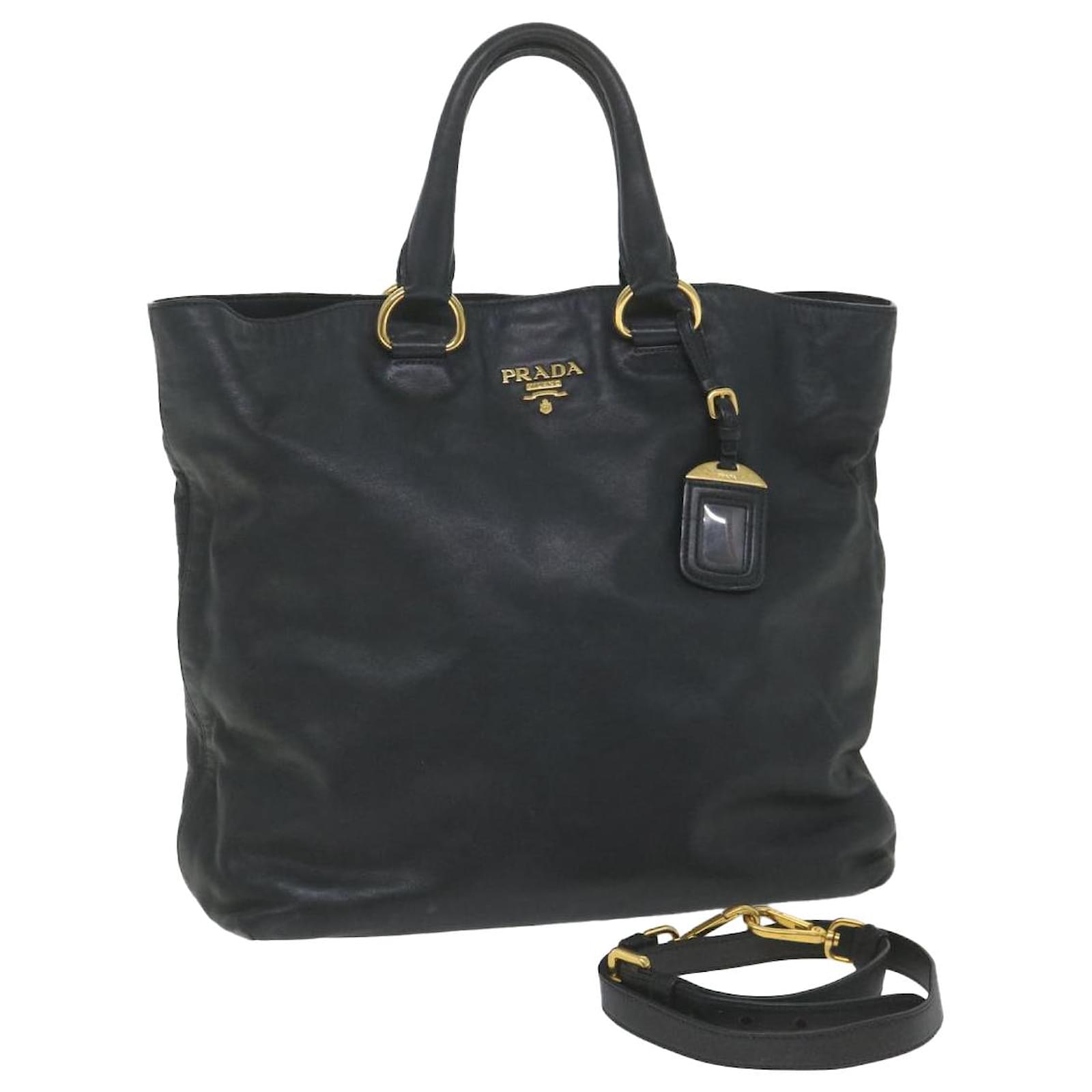 バッグ PRADA 2way leather tote bag black Prada Nylon 2way Tote Bag Black - Gem