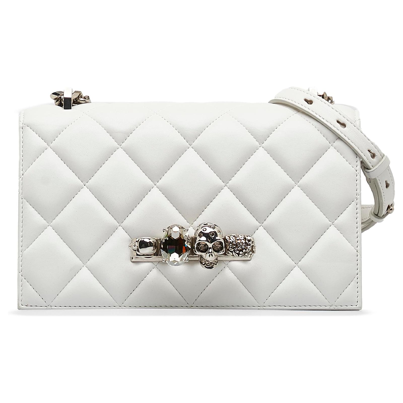 Alexander McQueen White Leather Matelasse Knuckle Duster