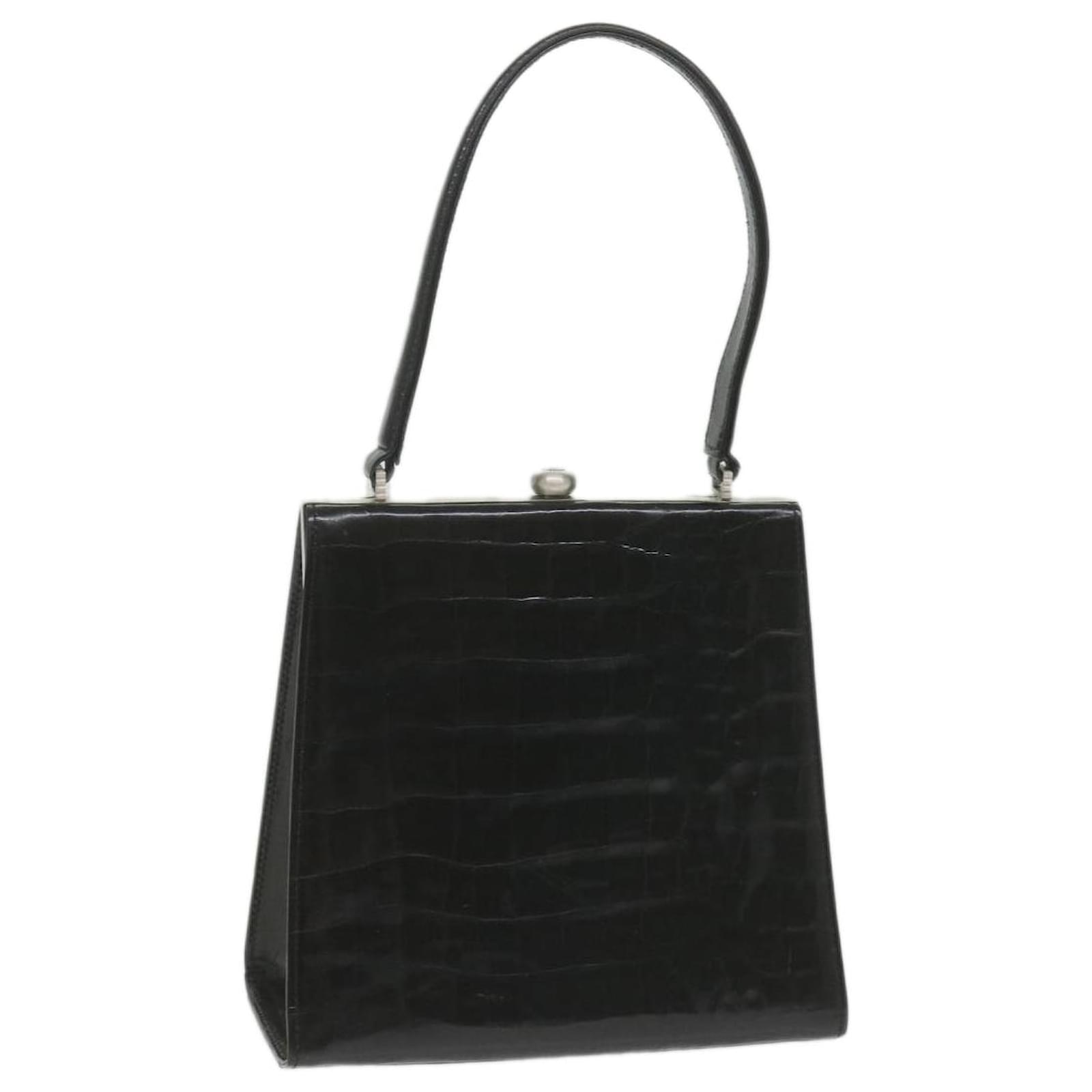 VINTAGE GIANNI VERSACE BLACK SHINY LEATHER TOP HANDLE BAG – Whispers Dress  Agency
