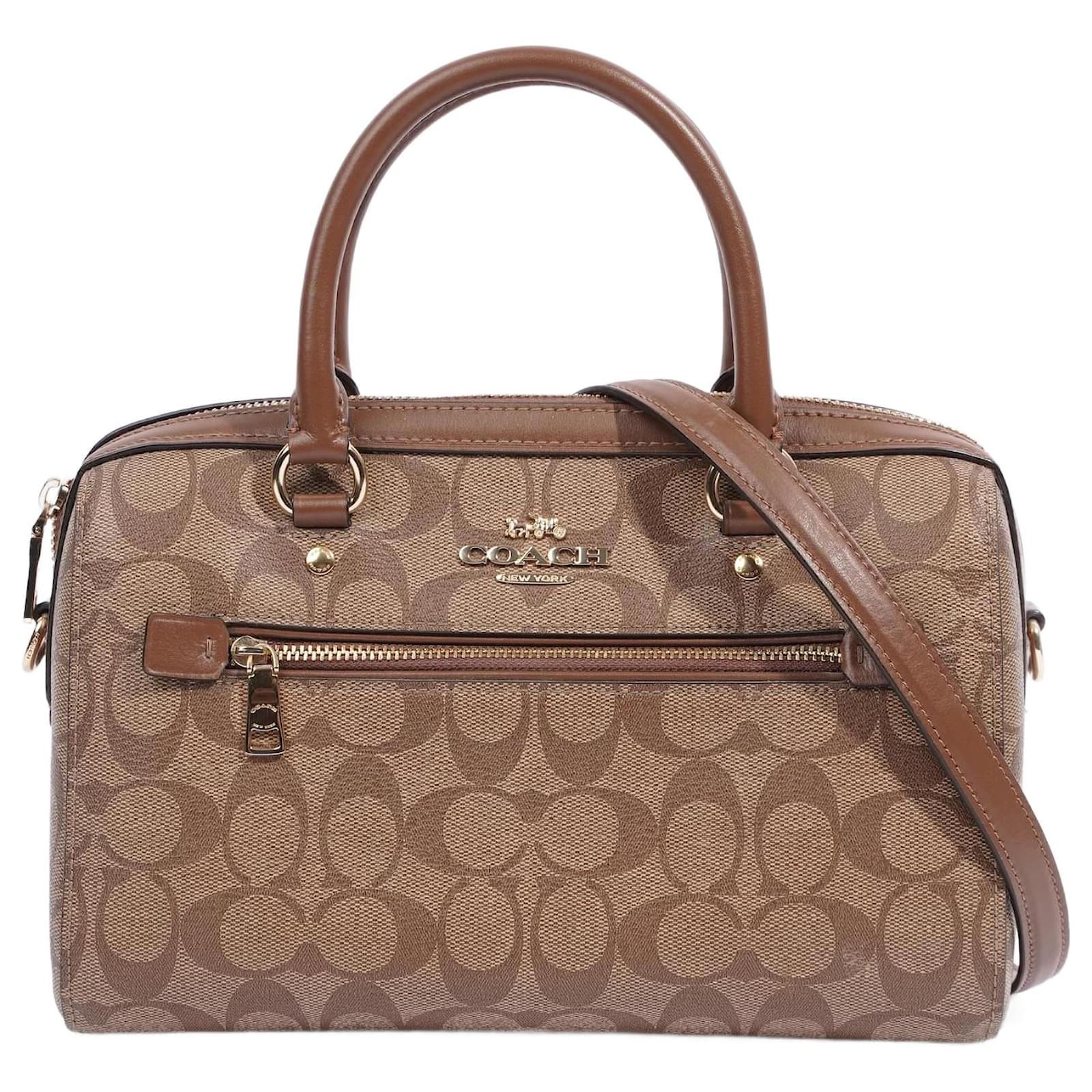 Coach Rowan Satchel Brown Coated Canvas Cloth Joli