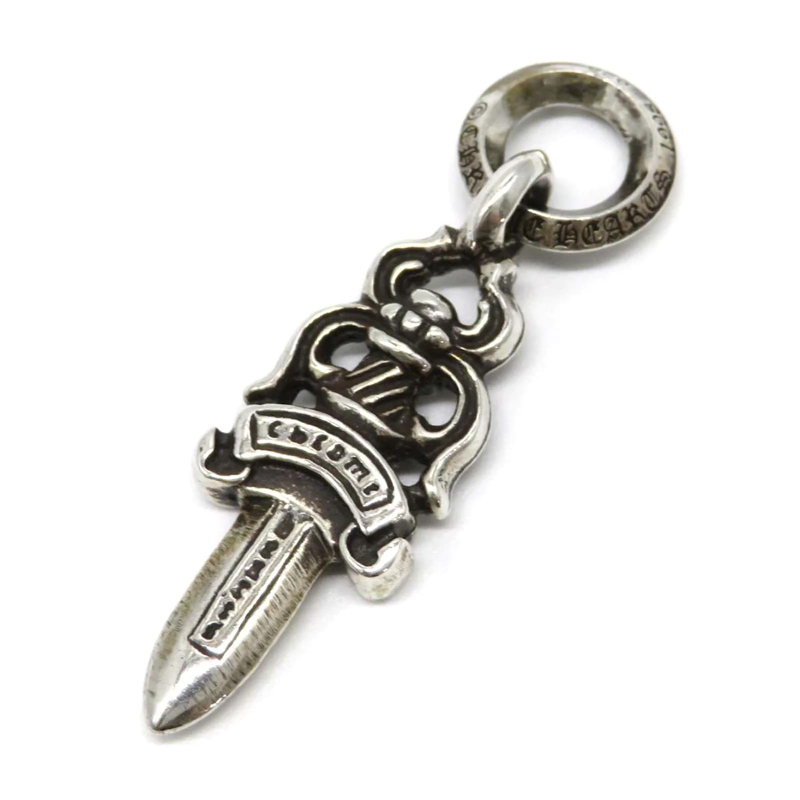 Chrome Hearts Double Dagger Pendant Silvery Silver Metal ref