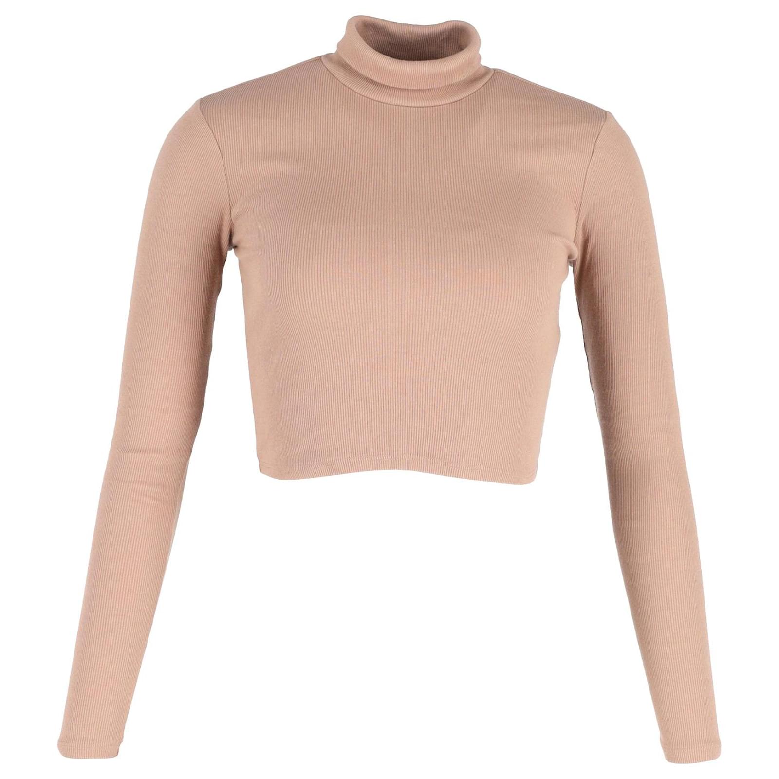 T shirt a collo alto a costine corta Reformation Davy in cotone organico color carne Marrone ref.1131206 Joli Closet
