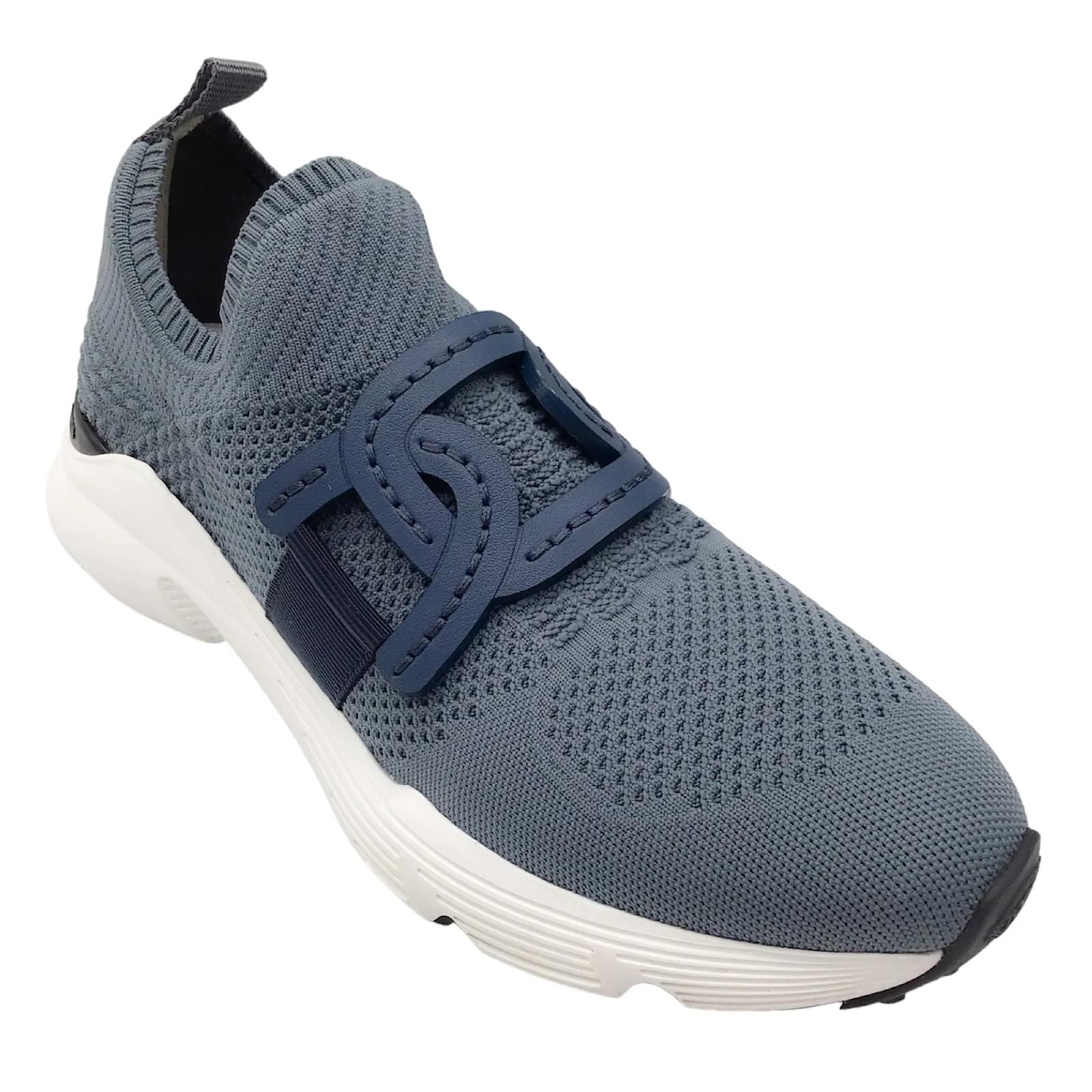 Leather-trimmed knit sneakers