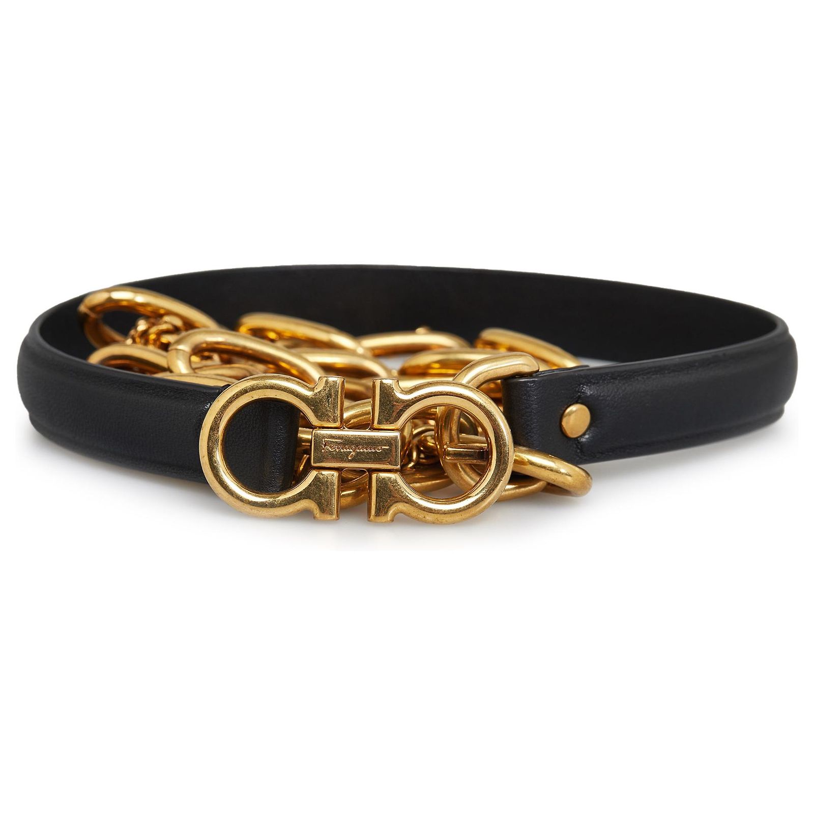 Salvatore Ferragamo Ferragamo Black Chain Belt Golden  display picture 1