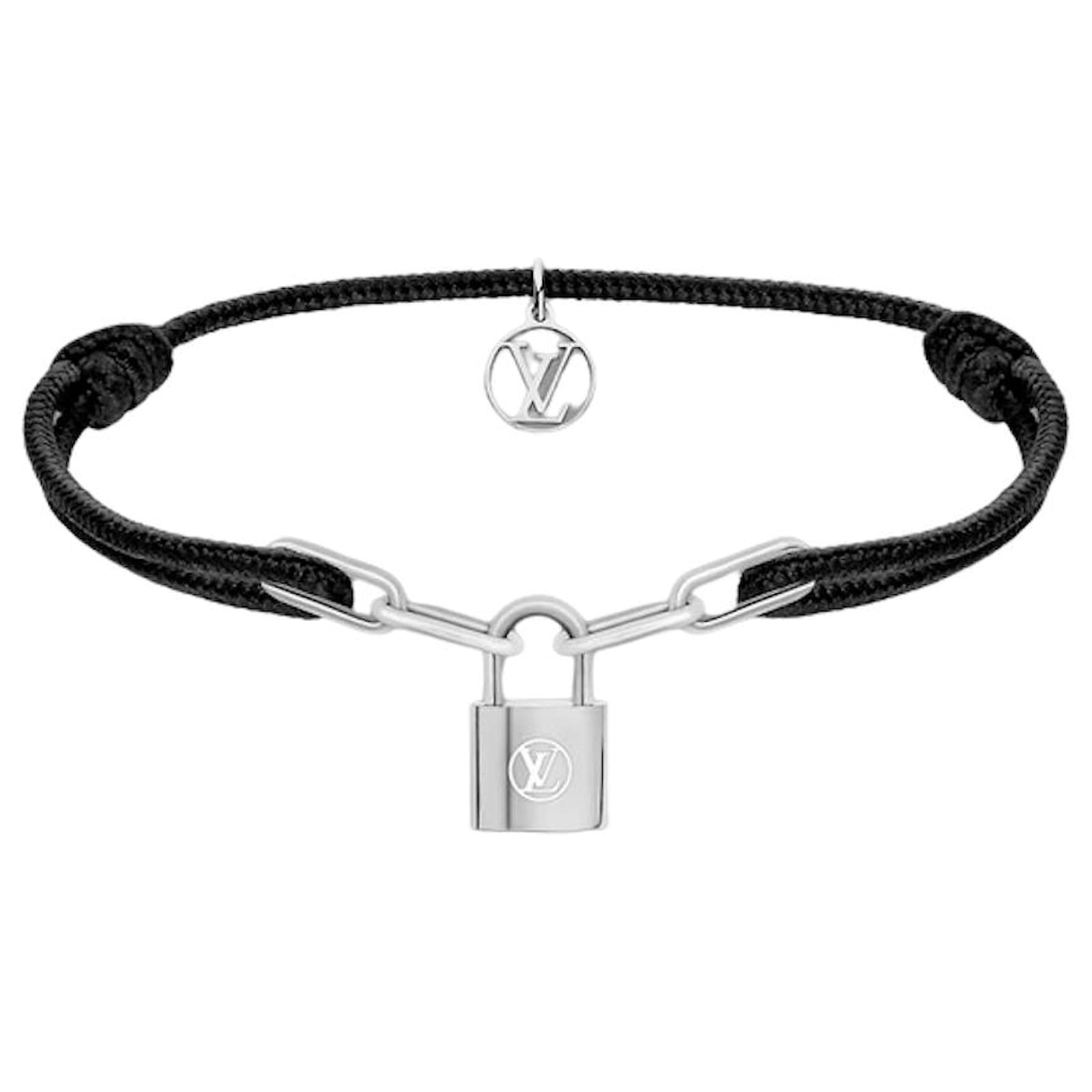 LOUIS VUITTON Silver Lockit Bracelet X Virgil Abloh natural titanium Black Metal ref.1132654 Joli Closet