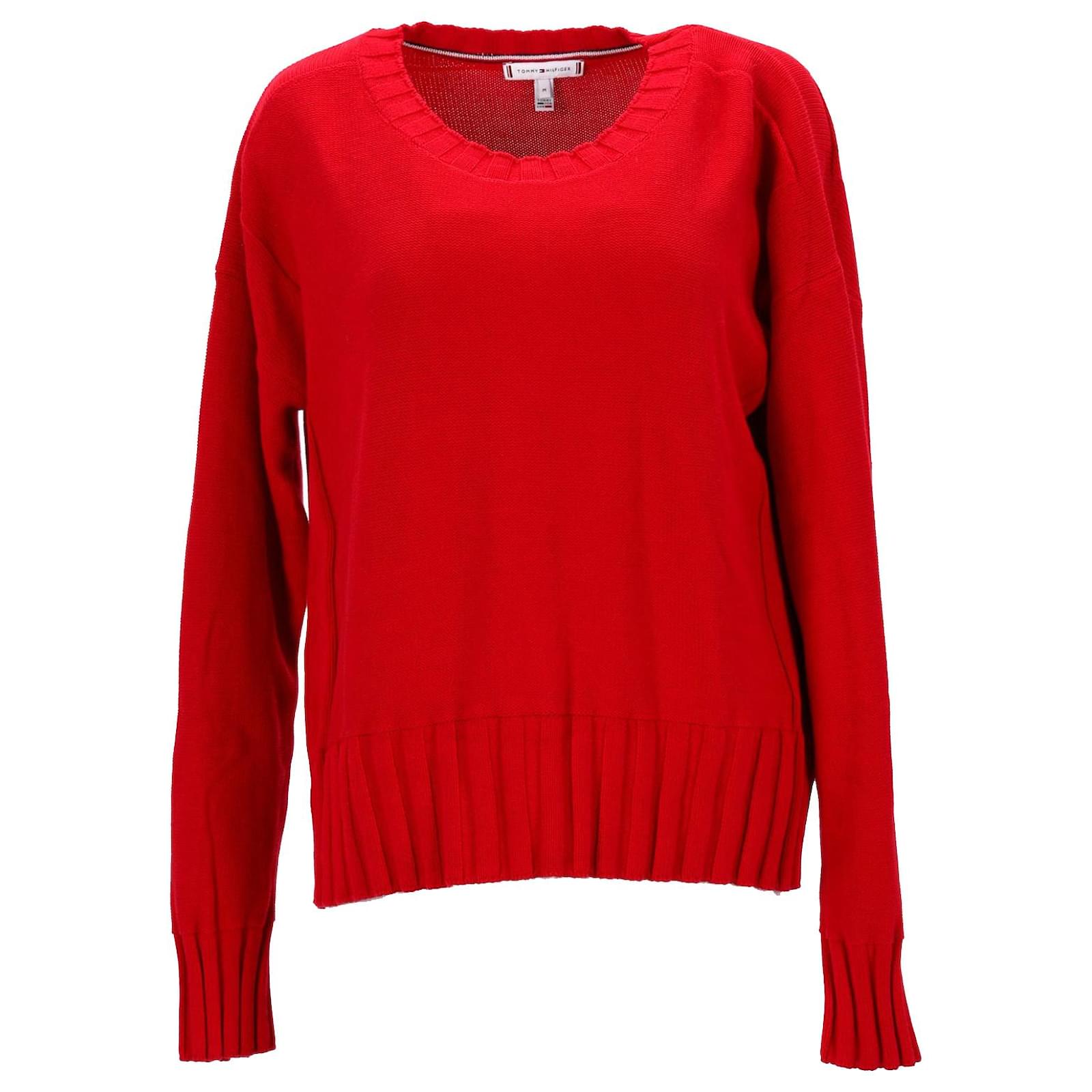 Pullover Damen Roter Pullover Tommy Hilfiger Strickpullover WeiÃŸ