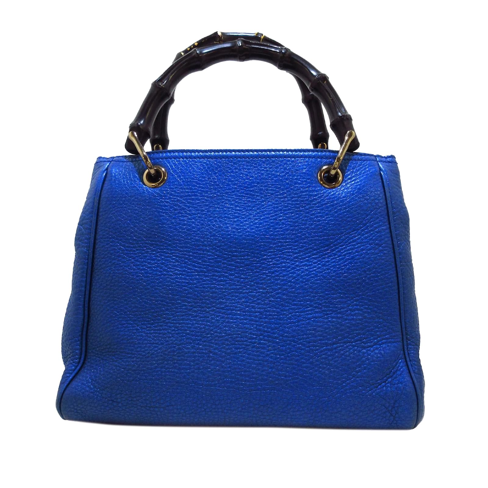 Blue Gucci Small Bamboo Shopper Satchel Leather ref.1133783 Joli