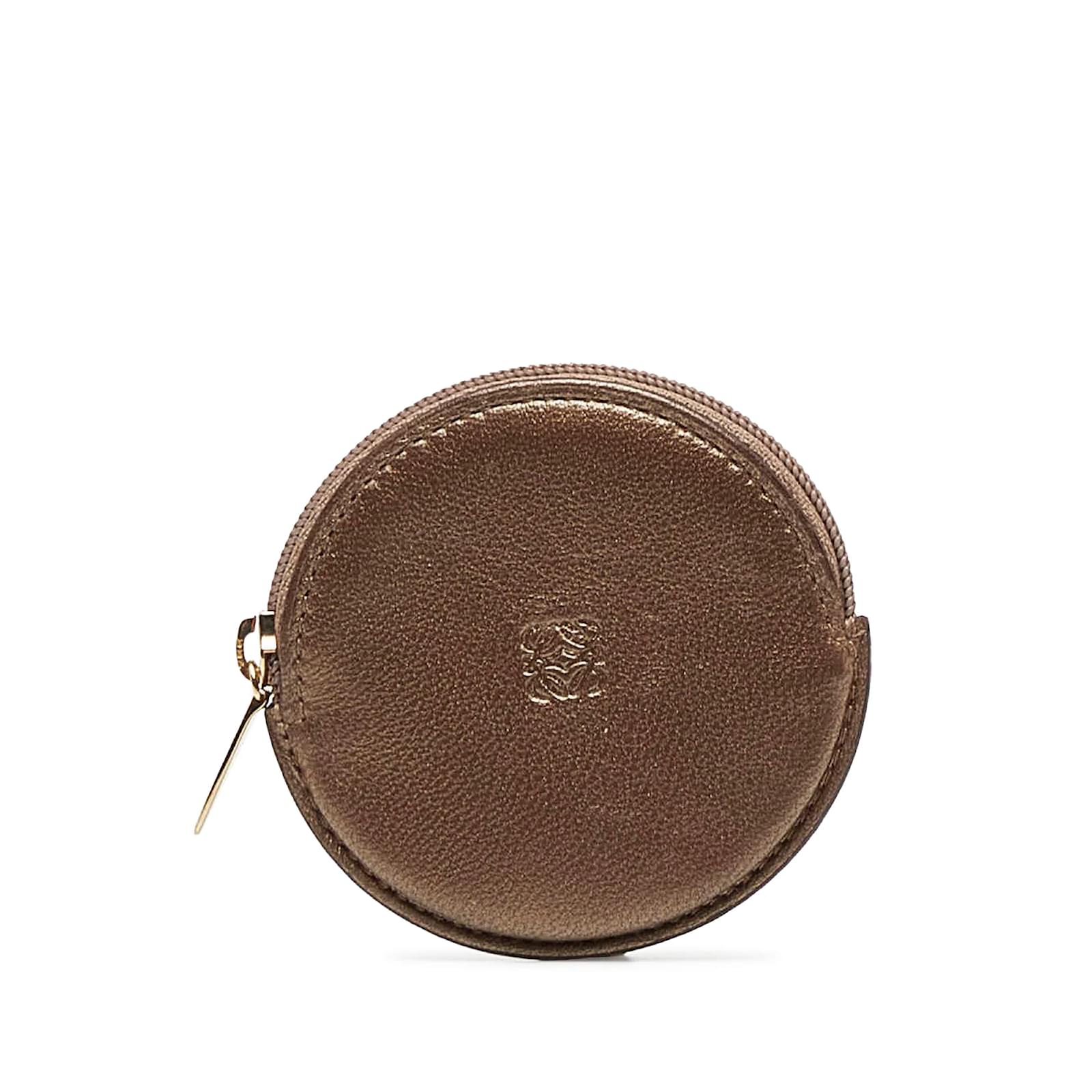 Brown Loewe Anagram Coin Pouch Leather ref.1134296 Joli Closet