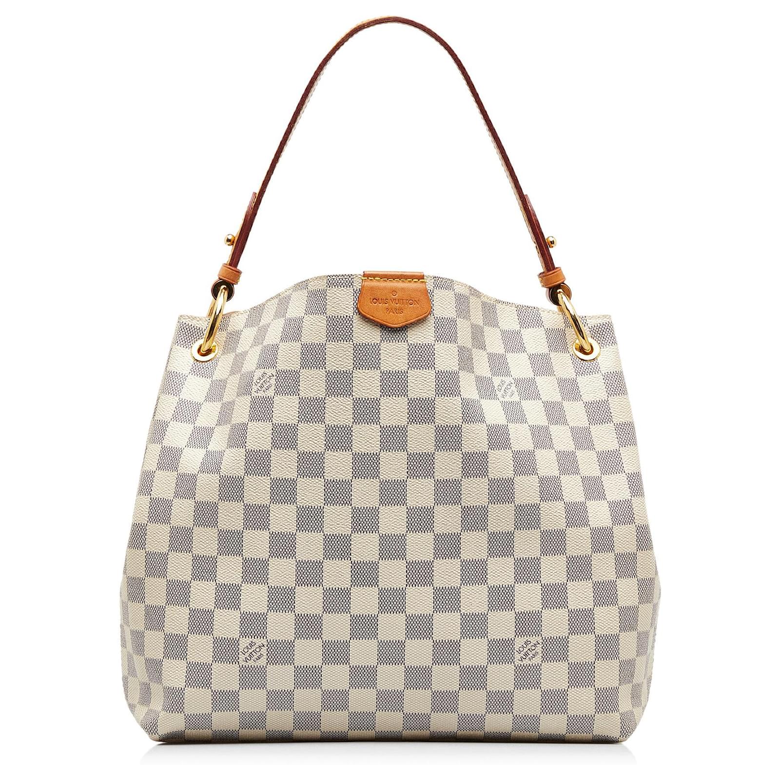 Graceful WeiBe Louis Vuitton Damier Azur Anmutige PM Umhangetasche Leder ref.1134343 Joli Closet